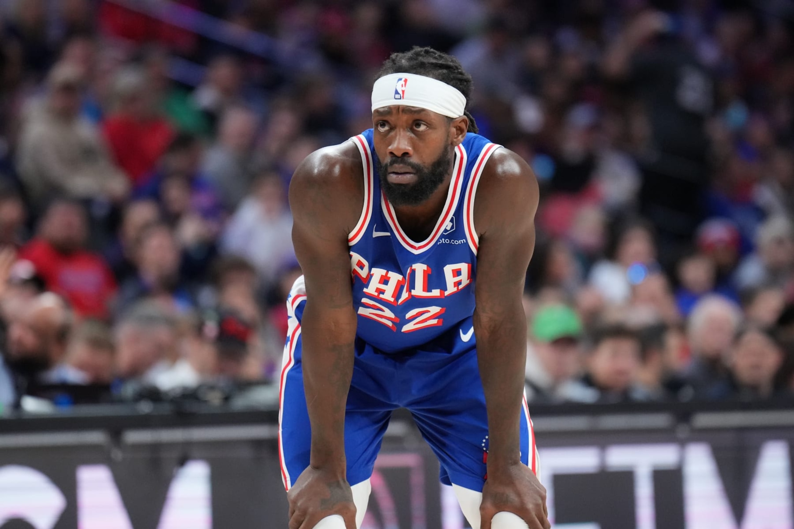 PHILADELPHIA, PA - JANUARY 15: Patrick Beverley #22 of the Philadelphia 76ers looks on during the game against the Houston Rockets on January 15, 2024 at the Wells Fargo Center in Philadelphia, Pennsylvania NOTE TO USER: User expressly acknowledges and agrees that, by downloading and/or using this Photograph, user is consenting to the terms and conditions of the Getty Images License Agreement. Mandatory Copyright Notice: Copyright 2024 NBAE (Photo by Jesse D. Garrabrant/NBAE via Getty Images)