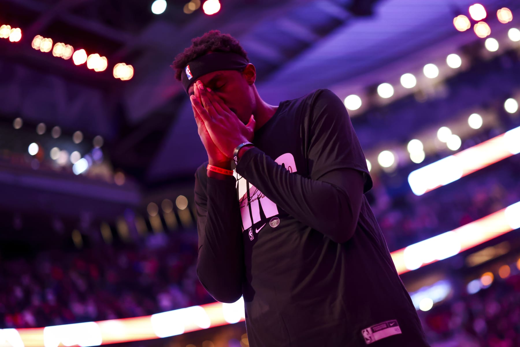 TORONTO, CANADA - JANUARY 15:  Pascal Siakam #43 of the Toronto Raptors reacts before the game against the Boston Celtics on January 15, 2024 at the Scotiabank Arena in Toronto, Ontario, Canada.  NOTE TO USER: User expressly acknowledges and agrees that, by downloading and or using this Photograph, user is consenting to the terms and conditions of the Getty Images License Agreement.  Mandatory Copyright Notice: Copyright 2024 NBAE (Photo by Vaughn Ridley/NBAE via Getty Images)
