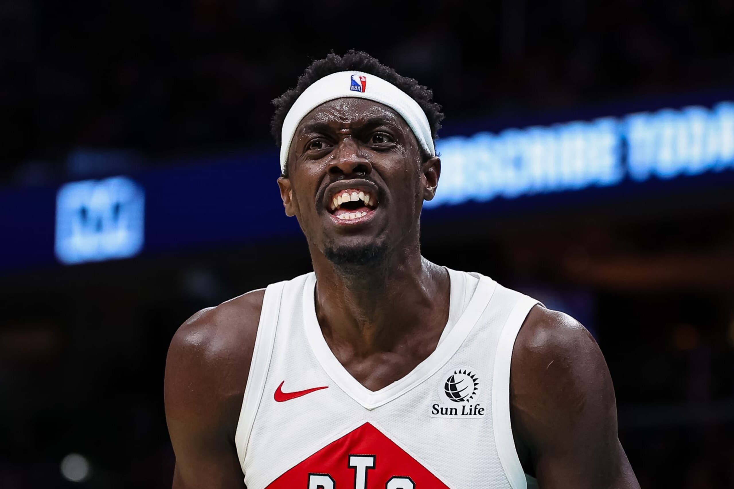 WASHINGTON, DC - DECEMBER 27: Pascal Siakam #43 of the Toronto Raptors reacts to a play against the Washington Wizards during the second half at Capital One Arena on December 27, 2023 in Washington, DC. NOTE TO USER: User expressly acknowledges and agrees that, by downloading and or using this photograph, User is consenting to the terms and conditions of the Getty Images License Agreement. (Photo by Scott Taetsch/Getty Images)