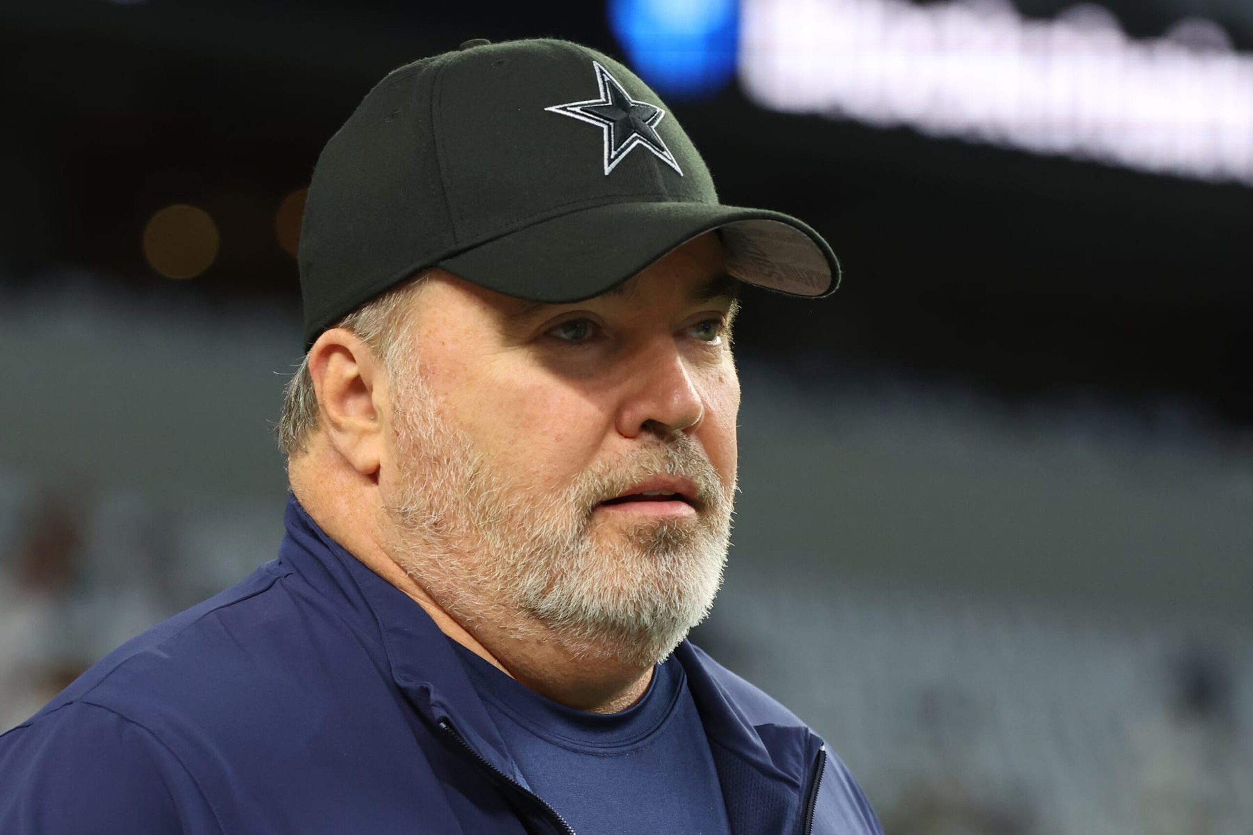 ARLINGTON, TEXAS - JANUARY 14: Head coach Mike McCarthy of the Dallas Cowboys watches action prior to the NFC Wild Card Playoff game against the Green Bay Packers at AT&T Stadium on January 14, 2024 in Arlington, Texas. (Photo by Richard Rodriguez/Getty Images)