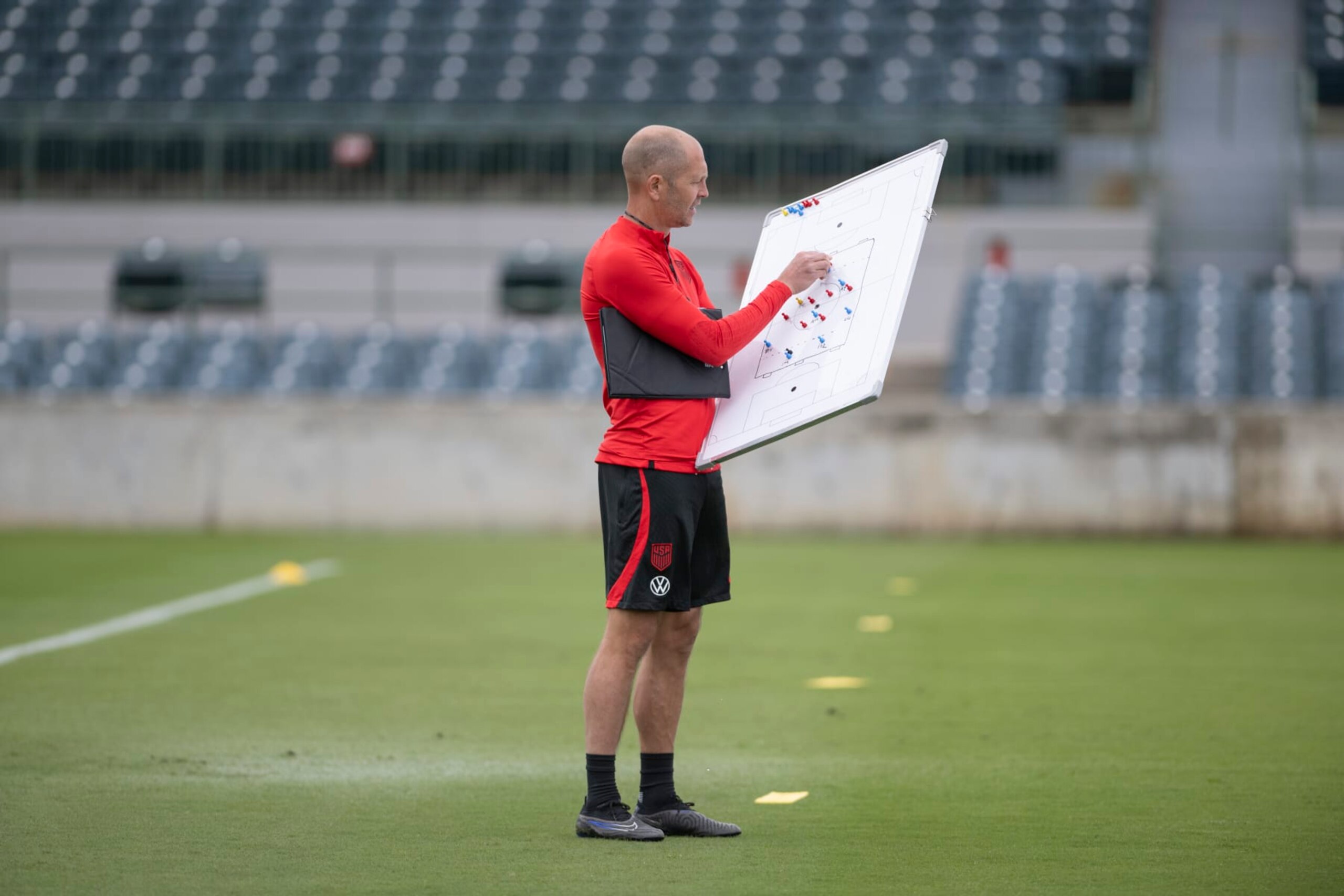 ORLANDO, FLORIDA - JANUARY 8: Head coach Gregg Berhalter of the USMNT prepares to give instructions during a USMNT winter camp on January 8, 2024 in Orlando, Florida. (Photo by Roy K Miller/ISI Photos/USSF/Getty Images)