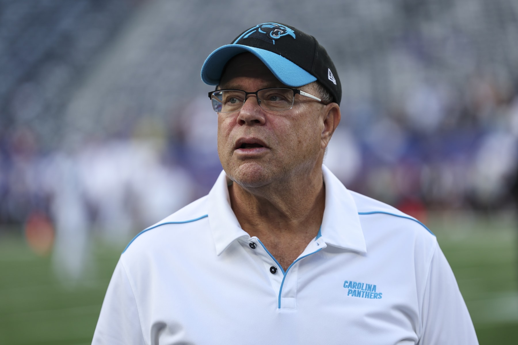 EAST RUTHERFORD, NJ - AUGUST 18: David Tepper of the Carolina Panthers looks on against the New York Giants prior to the game at MetLife Stadium on Friday, August 18, 2023, in East Rutherford, New Jersey. (Perry Knotts/Getty Images)