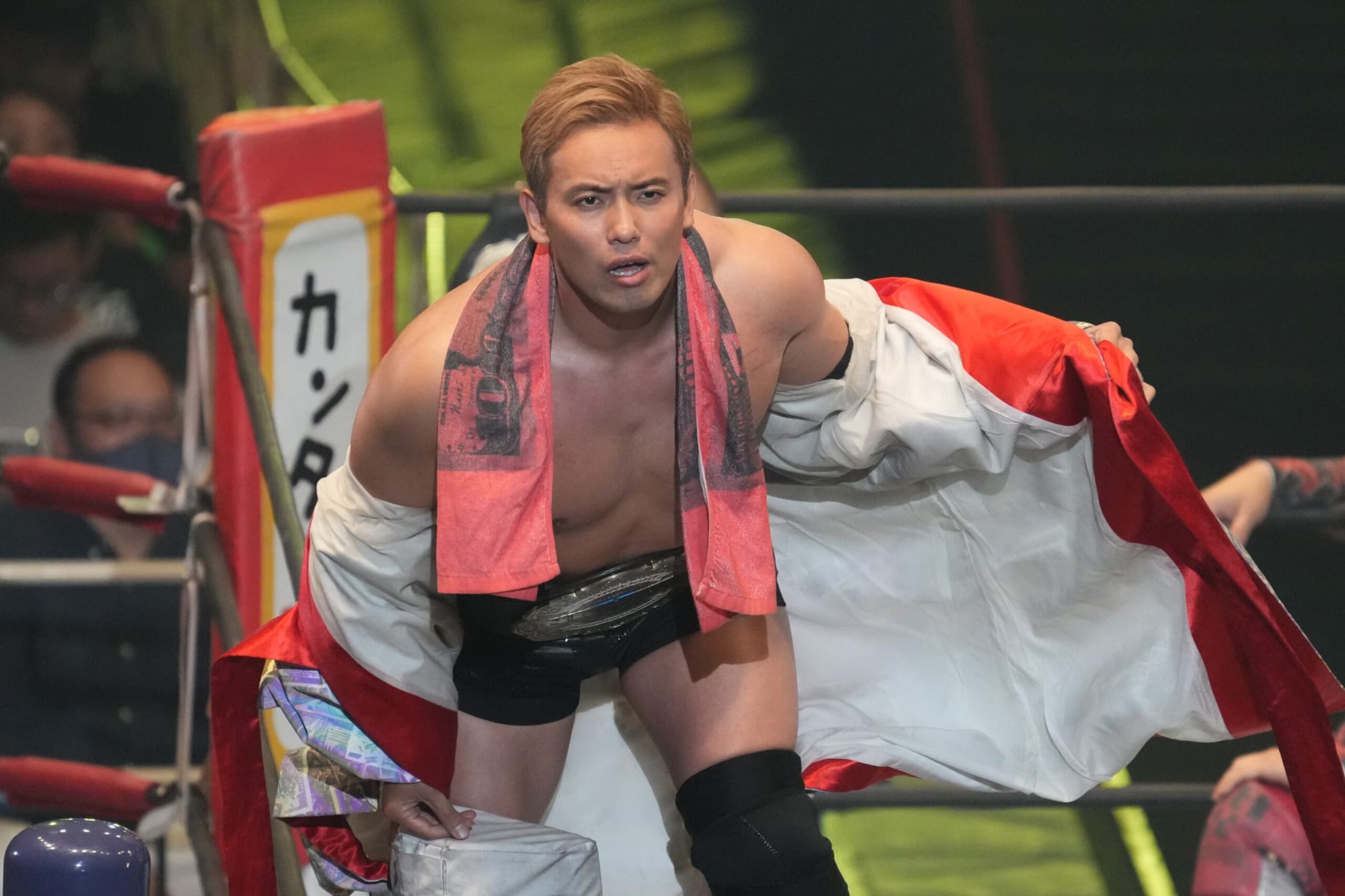 OSAKA, JAPAN - NOVEMBER 04: Kazuchika Okada enters the rin during the New Japan Pro-Wrestling at Edion Arena Osaka on November 04, 2023 in Osaka, Japan. (Photo by Etsuo Hara/Getty Images) OSAKA, JAPAN - NOVEMBER 04: Kazuchika Okada enters the rin during the New Japan Pro-Wrestling at Edion Arena Osaka on November 04, 2023 in Osaka, Japan. (Photo by Etsuo Hara/Getty Images)