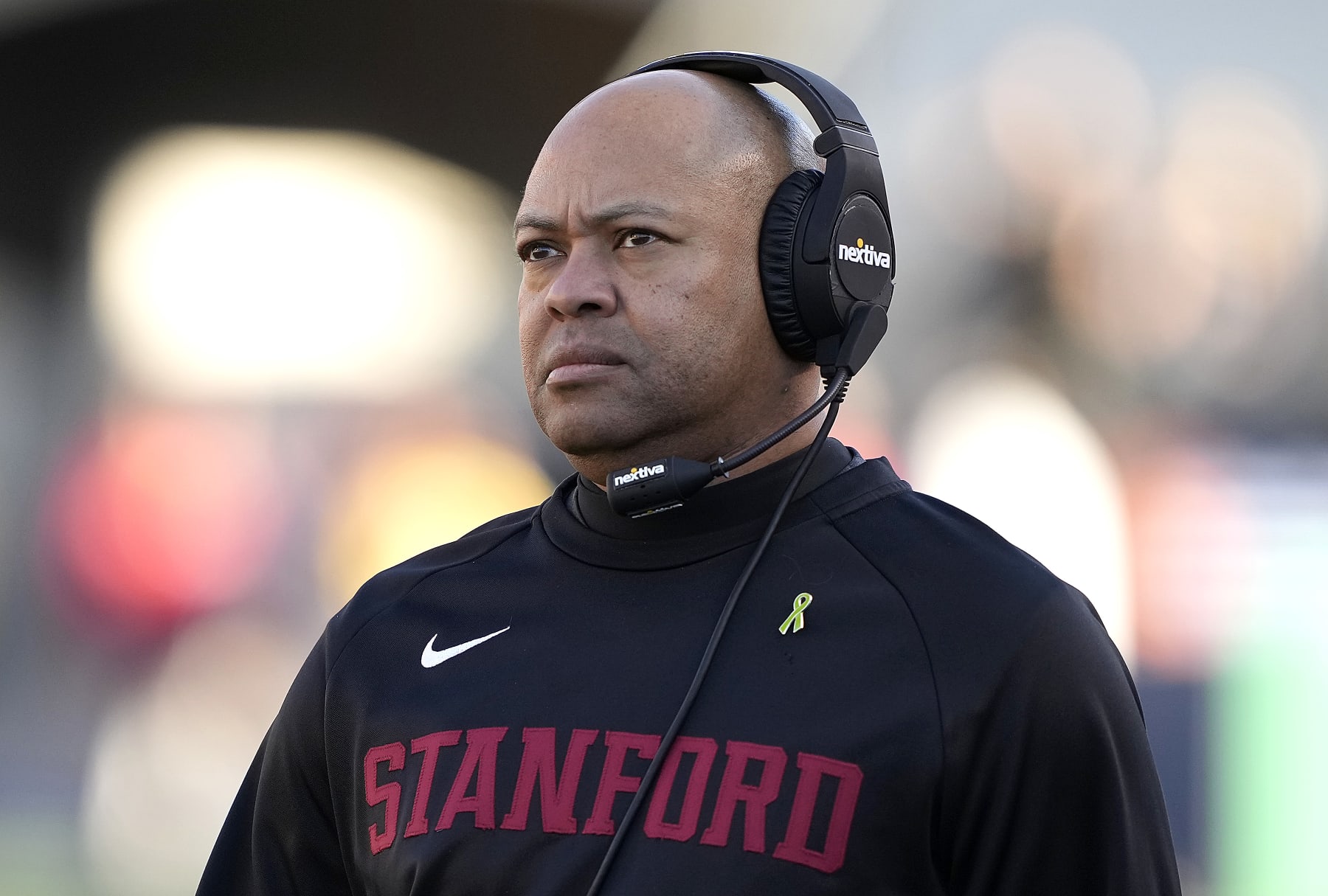BERKELEY, CALIFORNIA - NOVEMBER 19: Head coach David Shaw of the Stanford Cardinal looks on from the sidelines against the California Golden Bears during the first quarter at California Memorial Stadium on November 19, 2022 in Berkeley, California. (Photo by Thearon W. Henderson/Getty Images)