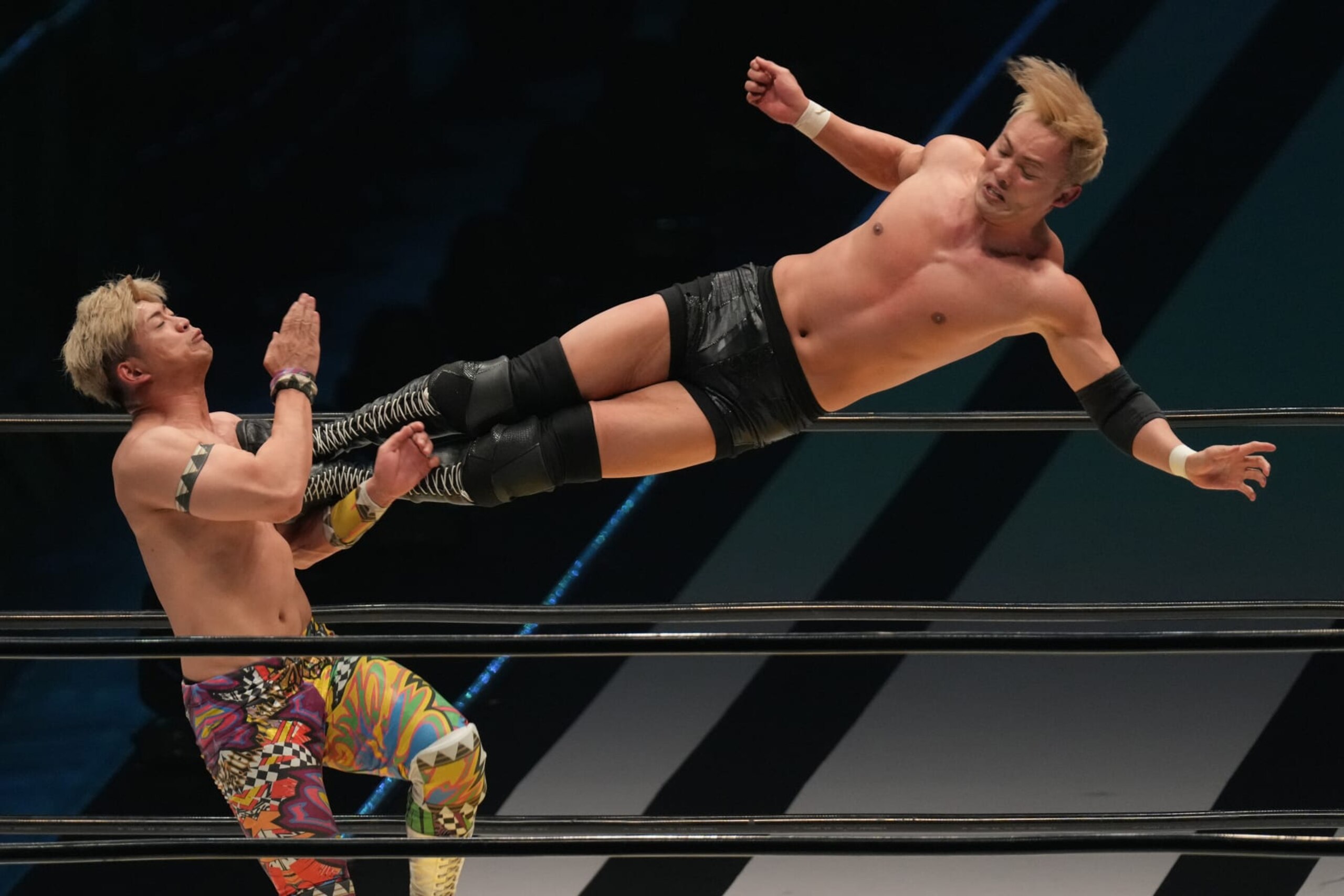 TOKYO, JAPAN - FEBRUARY 21: Kazuchika Okada and Kaito Kiyomiya compete during the Pro-Wrestling NOAH - KEIJI MUTO GRAND FINAL at Tokyo Dome on February 21, 2023 in Tokyo, Japan. (Photo by Etsuo Hara/Getty Images) TOKYO, JAPAN - FEBRUARY 21: Kazuchika Okada and Kaito Kiyomiya compete during the Pro-Wrestling NOAH - KEIJI MUTO GRAND FINAL at Tokyo Dome on February 21, 2023 in Tokyo, Japan. (Photo by Etsuo Hara/Getty Images)