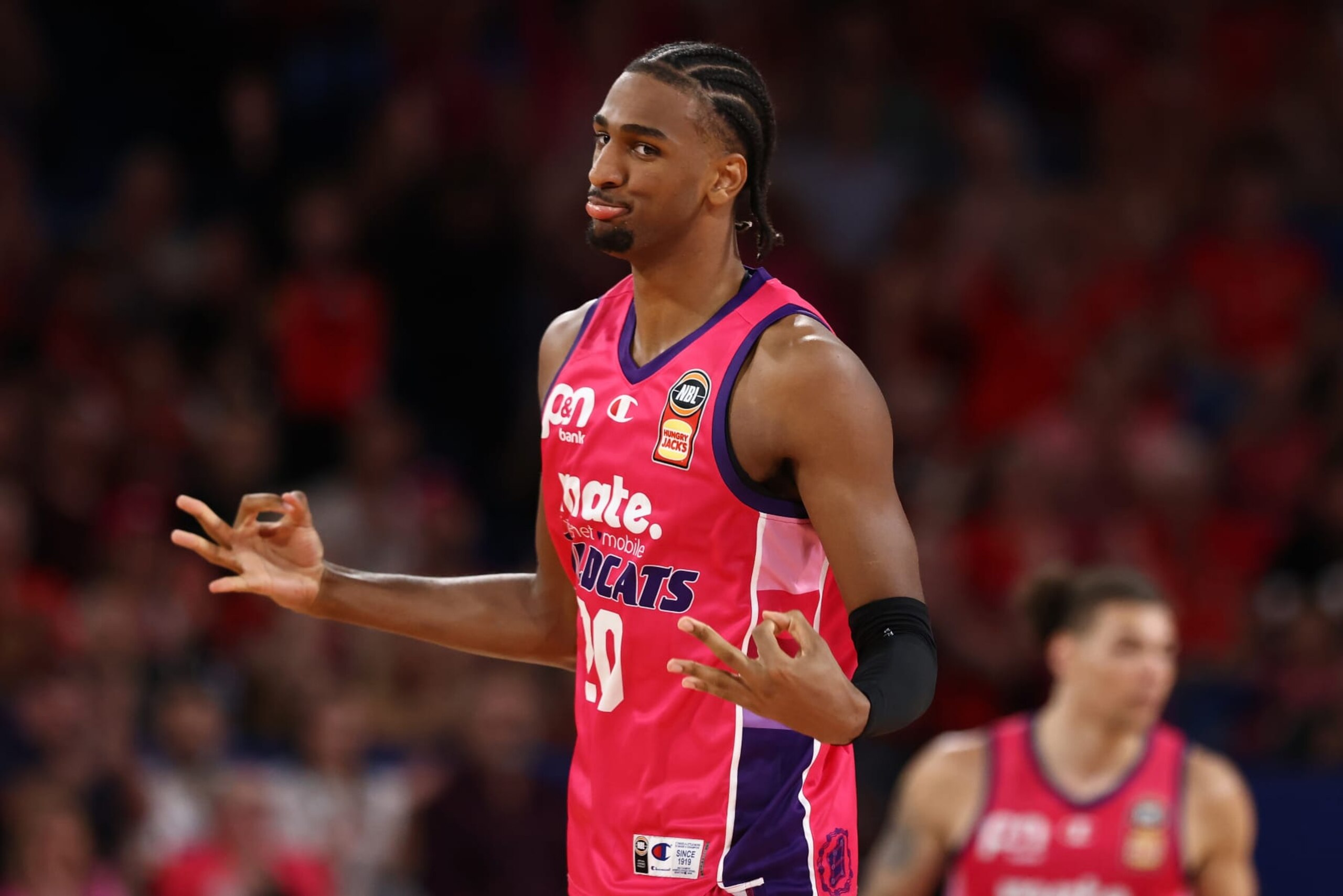 PERTH, AUSTRALIA - OCTOBER 06: Alex Sarr of the Wildcats celebrates a basket during the round two NBL match between Perth Wildcats and Adelaide 36ers at RAC Arena, on October 06, 2023, in Perth, Australia. (Photo by Paul Kane/Getty Images) PERTH, AUSTRALIA - OCTOBER 06: Alex Sarr of the Wildcats celebrates a basket during the round two NBL match between Perth Wildcats and Adelaide 36ers at RAC Arena, on October 06, 2023, in Perth, Australia. (Photo by Paul Kane/Getty Images)