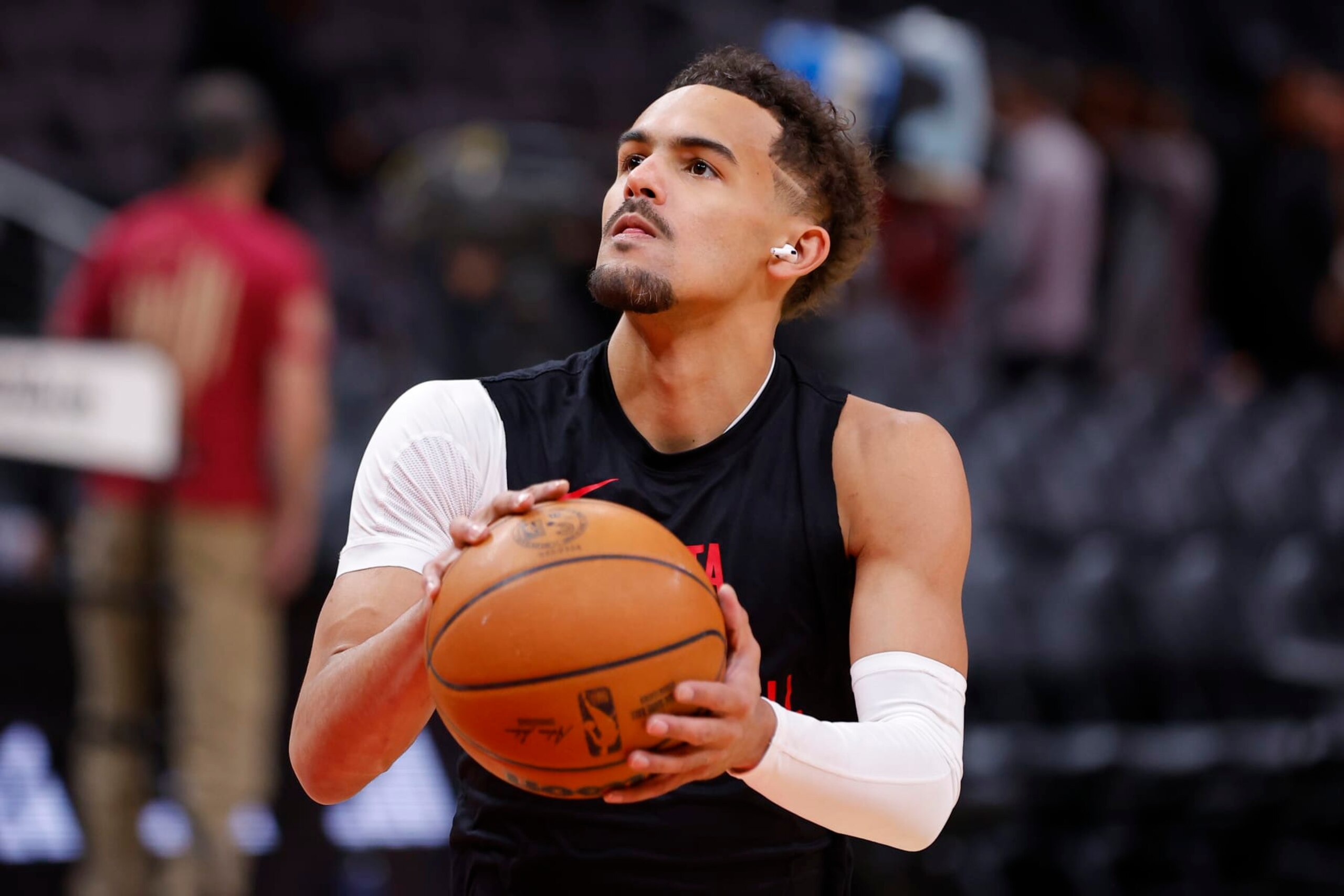 ATLANTA, GEORGIA - JANUARY 17: Trae Young #11 of the Atlanta Hawks warms up prior to the game against the Orlando Magic at State Farm Arena on January 17, 2024 in Atlanta, Georgia. NOTE TO USER: User expressly acknowledges and agrees that, by downloading and or using this photograph, User is consenting to the terms and conditions of the Getty Images License Agreement. (Photo by Todd Kirkland/Getty Images) ATLANTA, GEORGIA - JANUARY 17: Trae Young #11 of the Atlanta Hawks warms up prior to the game against the Orlando Magic at State Farm Arena on January 17, 2024 in Atlanta, Georgia. NOTE TO USER: User expressly acknowledges and agrees that, by downloading and or using this photograph, User is consenting to the terms and conditions of the Getty Images License Agreement. (Photo by Todd Kirkland/Getty Images)