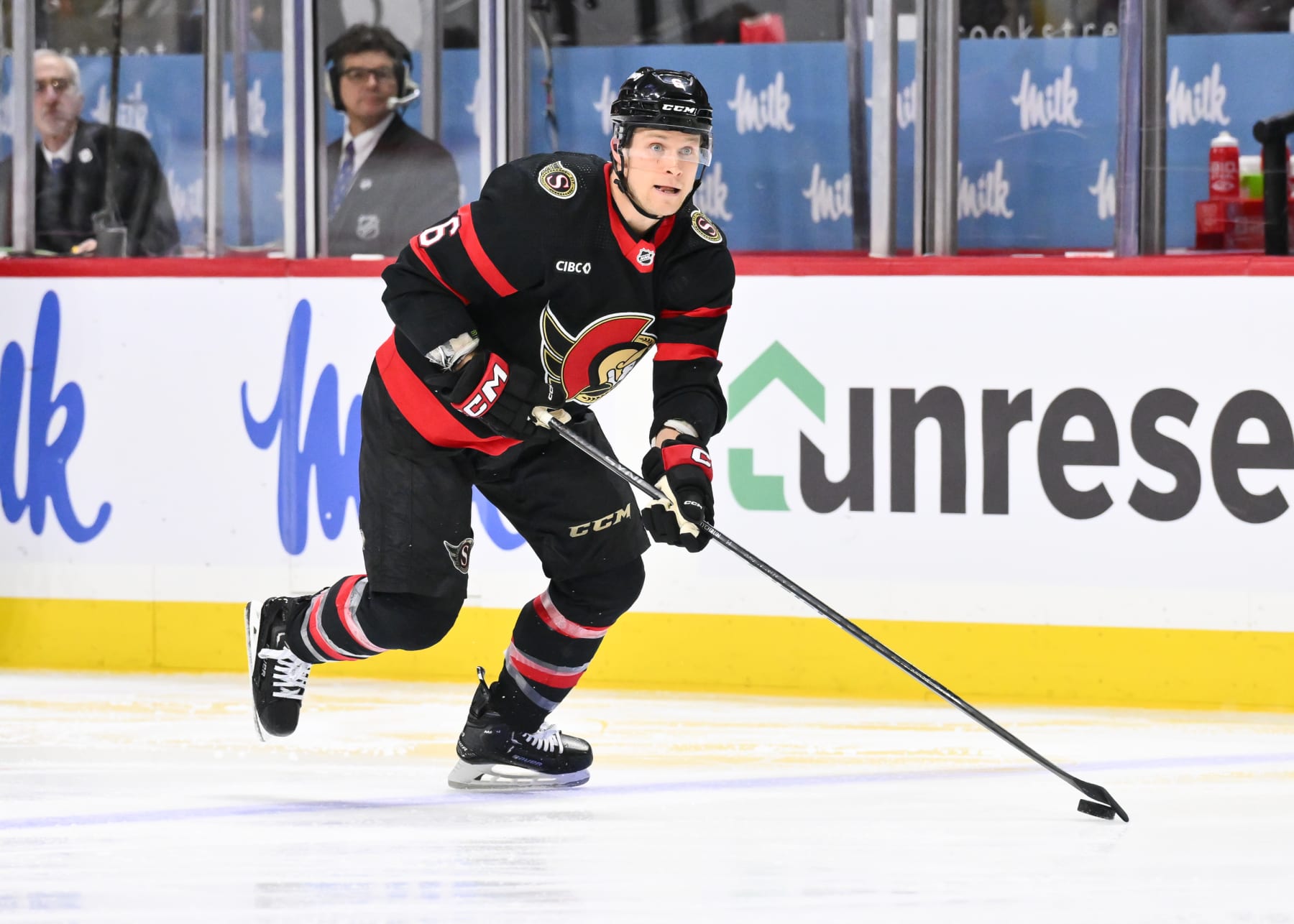 OTTAWA, CANADA - JANUARY 16:  Jakob Chychrun #6 of the Ottawa Senators skates the puck during the second period against the Colorado Avalanche at Canadian Tire Centre on January 16, 2024 in Ottawa, Ontario, Canada.  The Colorado Avalanche defeated the Ottawa Senators 7-4.  (Photo by Minas Panagiotakis/Getty Images)