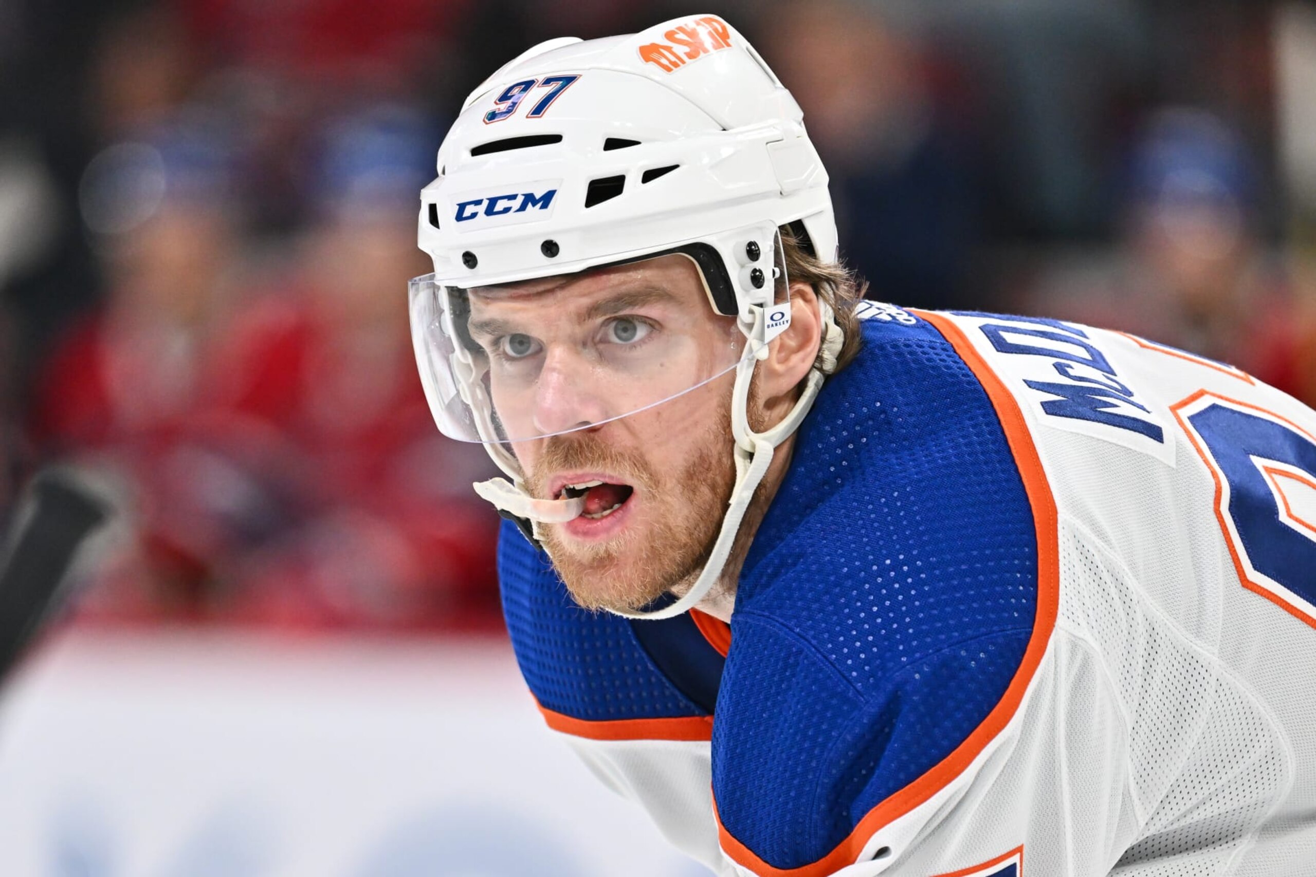 MONTREAL, CANADA - JANUARY 13:  Connor McDavid #97 of the Edmonton Oilers skates during the first period against the Montreal Canadiens at the Bell Centre on January 13, 2024 in Montreal, Quebec, Canada.  The Edmonton Oilers defeated the Montreal Canadiens 2-1 in overtime.  (Photo by Minas Panagiotakis/Getty Images)