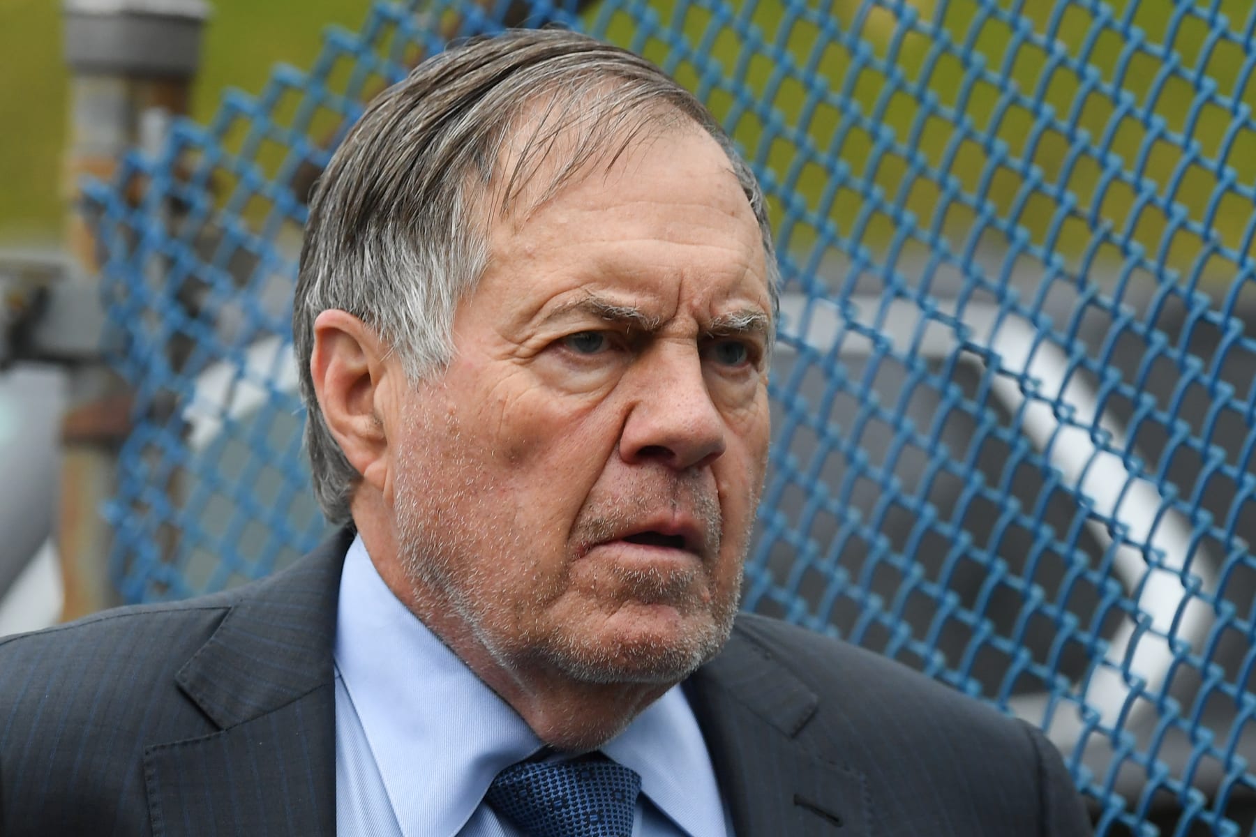 ORCHARD PARK, NEW YORK - DECEMBER 31: Head coach Bill Belichick of the New England Patriots arrives prior to the game against the Buffalo Bills at Highmark Stadium on December 31, 2023 in Orchard Park, New York. The Bills won 27-21. (Photo by Rich Barnes/Getty Images)