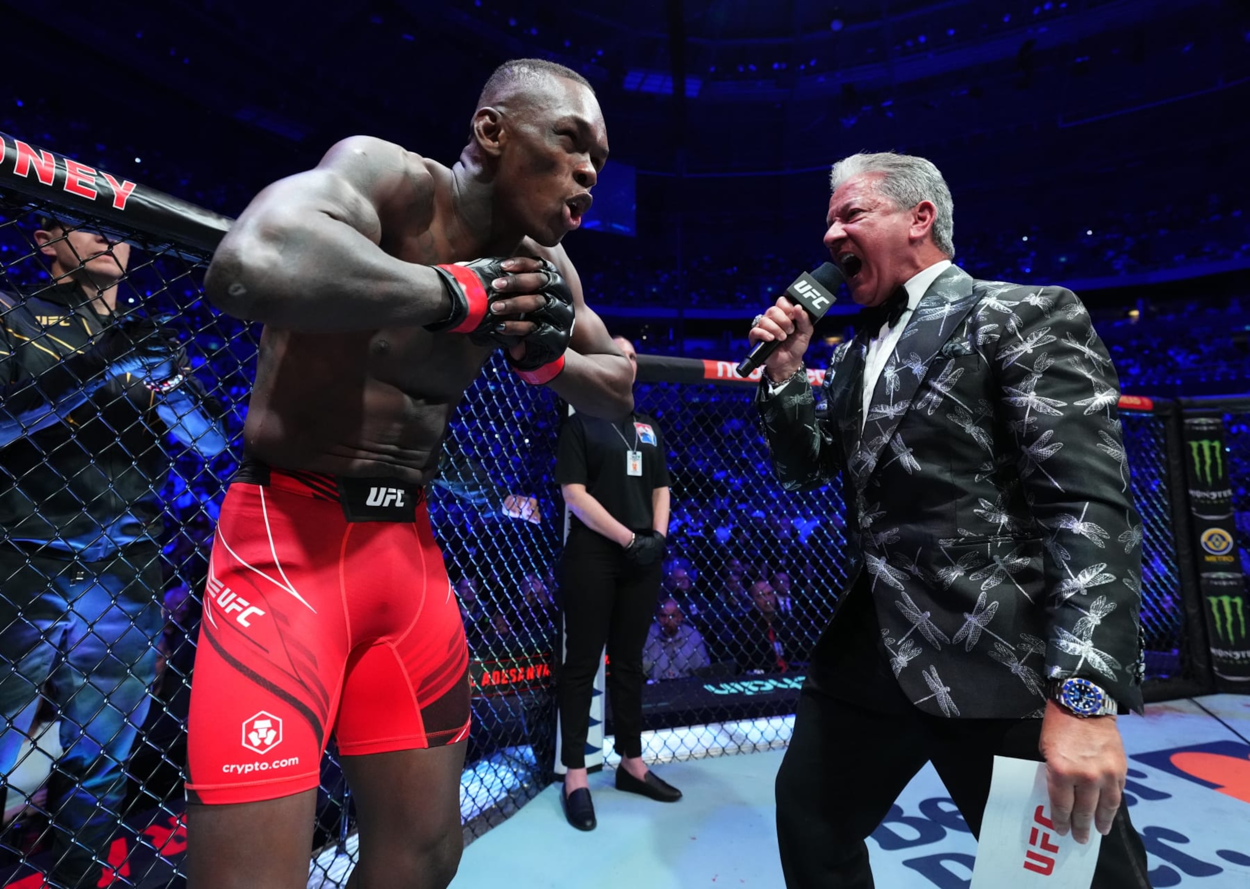 SYDNEY, AUSTRALIA - SEPTEMBER 10: Israel Adesanya of Nigeria prepares to face Sean Strickland in the UFC middleweight championship fight during the UFC 293 event at Qudos Bank Arena on September 10, 2023 in Sydney, Australia. (Photo by Chris Unger/Zuffa LLC via Getty Images)