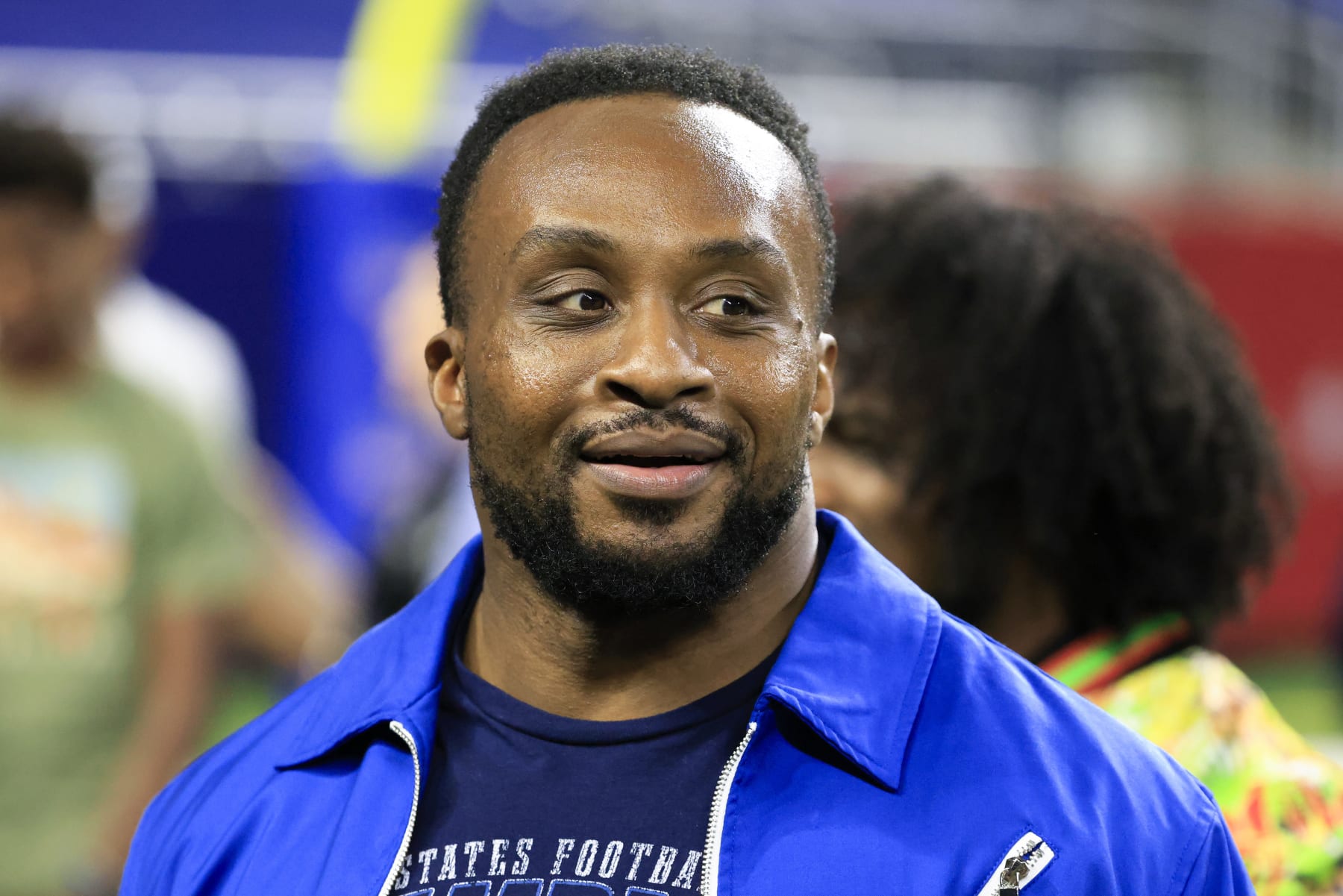 DETROIT, MICHIGAN - JUNE 18: Big E is seen prior to a game between the Philadelphia Stars and Michigan Panthers at Ford Field on June 18, 2023 in Detroit, Michigan. (Photo by Justin Casterline/USFL/Getty Images)