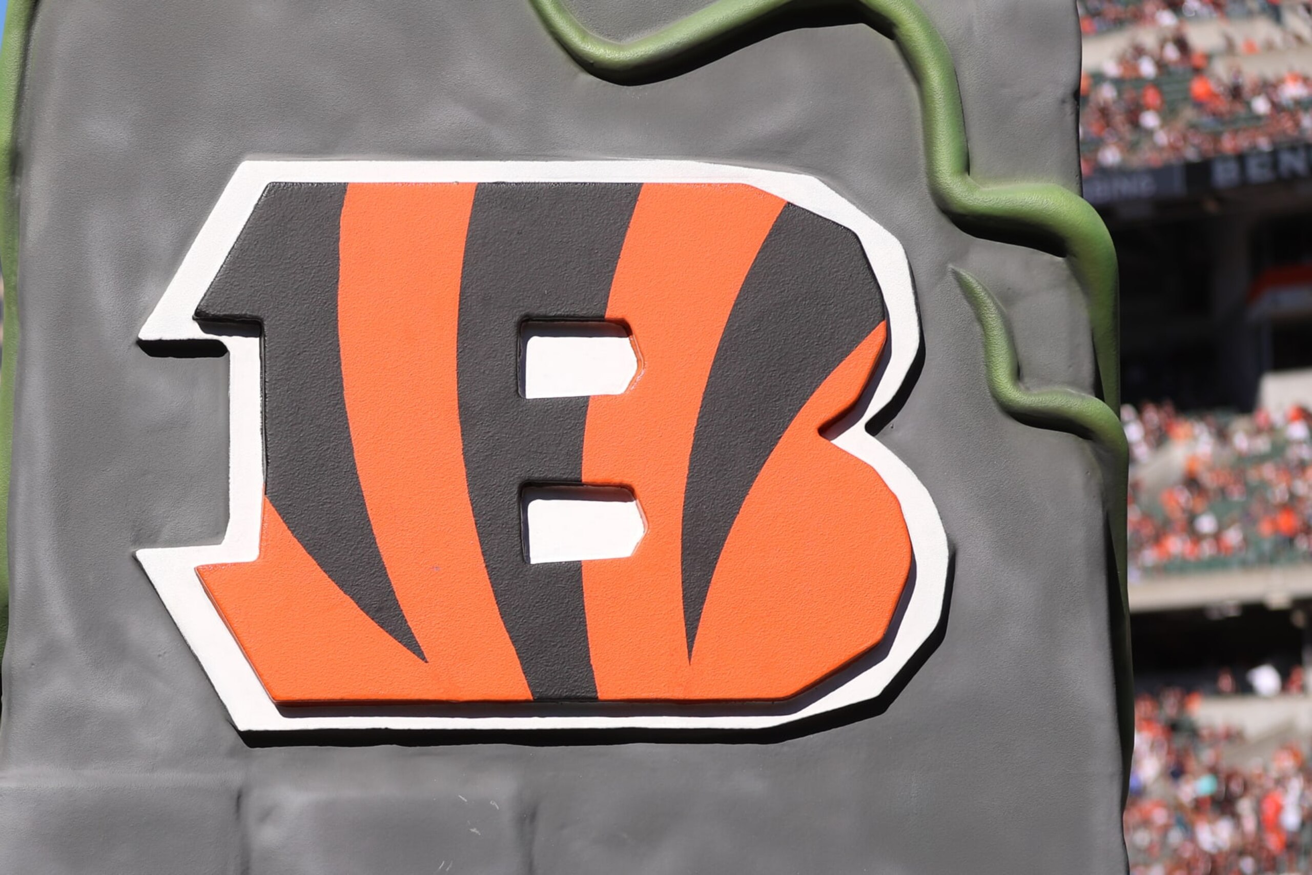 CINCINNATI, OH - NOVEMBER 06: A Cincinnati Bengals logo before the game against the Carolina Panthers and the Cincinnati Bengals on November 6, 2022, at Paycor Stadium in Cincinnati, OH. (Photo by Ian Johnson/Icon Sportswire via Getty Images)