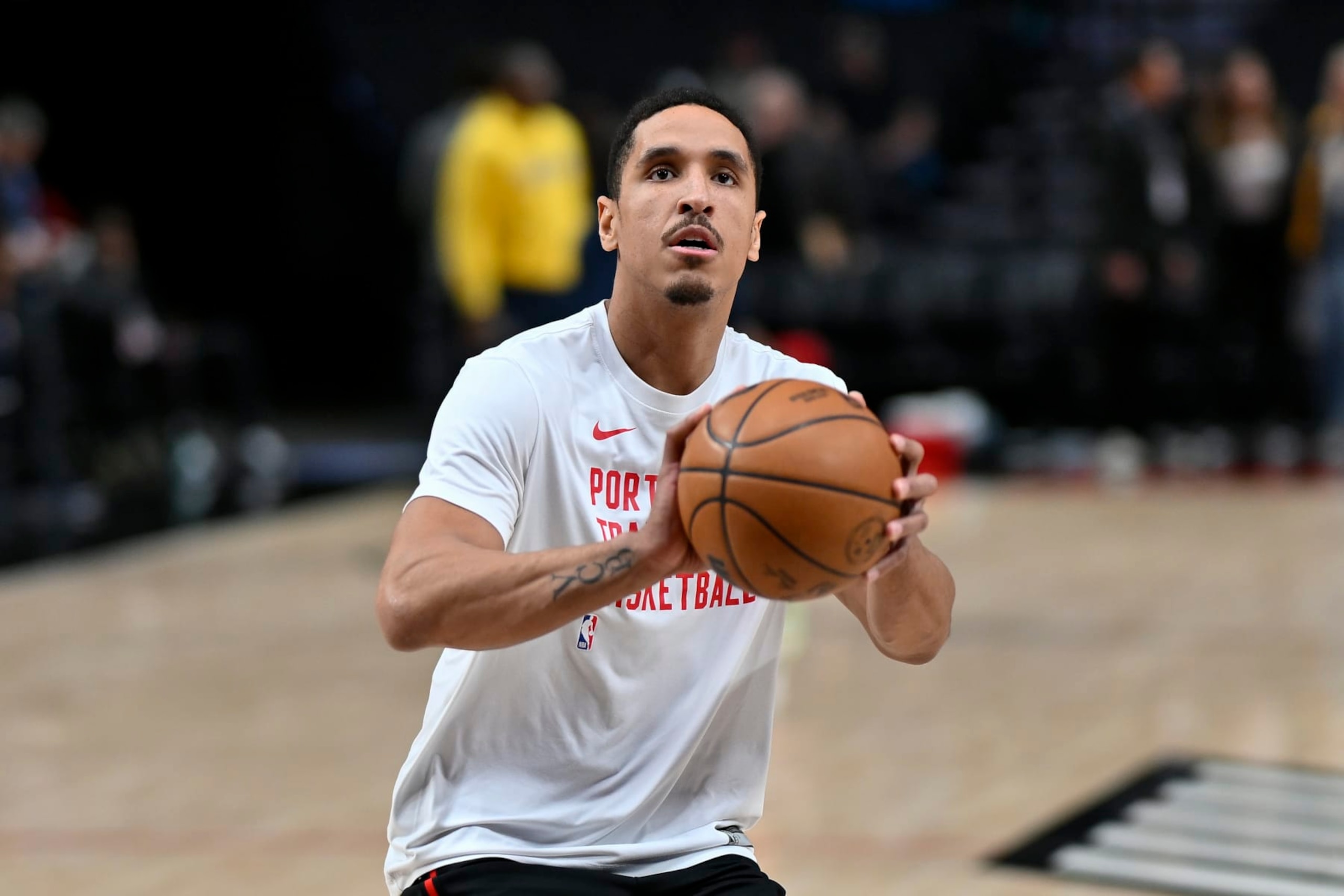PORTLAND, OREGON - JANUARY 19: Malcolm Brogdon #11 of the Portland Trail Blazers warms up before the game against the Indiana Pacers at Moda Center on January 19, 2024 in Portland, Oregon. NOTE TO USER: User expressly acknowledges and agrees that, by downloading and or using this photograph, User is consenting to the terms and conditions of the Getty Images License Agreement. (Photo by Alika Jenner/Getty Images)