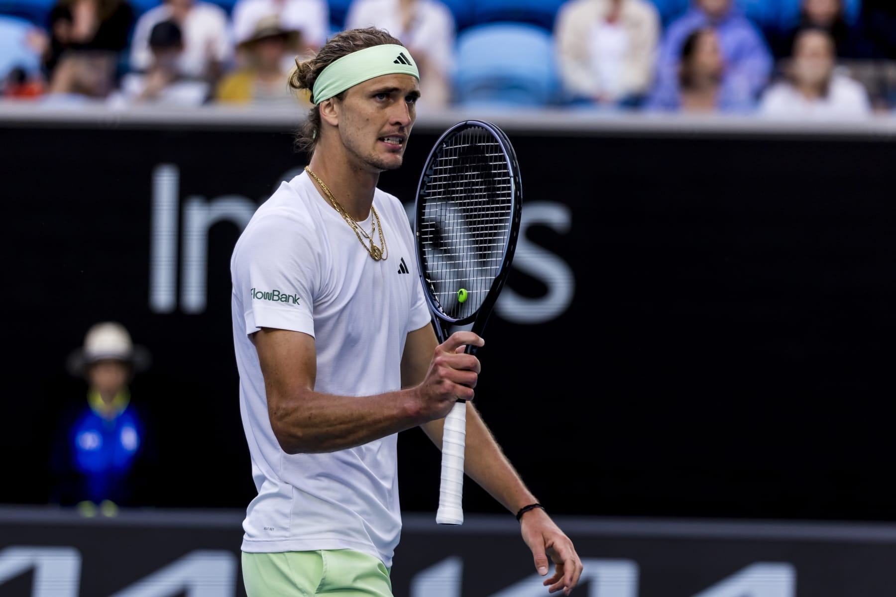 MELBOURNE, VIC - JANUARY 22: Alexander Zverev of Germany celebrates during the 4th round of the 2024 Australian Open on January 22 2024, at Melbourne Park in Melbourne, Australia. (Photo by Jason Heidrich/Icon Sportswire via Getty Images)