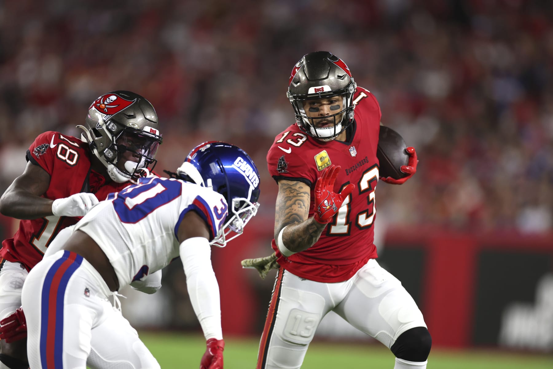 Football: Tampa Bay Buccaneers Mike Evans (13) in action vs New York Giants at  Raymond James Stadium. Tampa, FL 11/22/2021 CREDIT: Simon Bruty (Photo by Simon Bruty/Sports Illustrated via Getty Images) (Set Number: X163871 TK1)