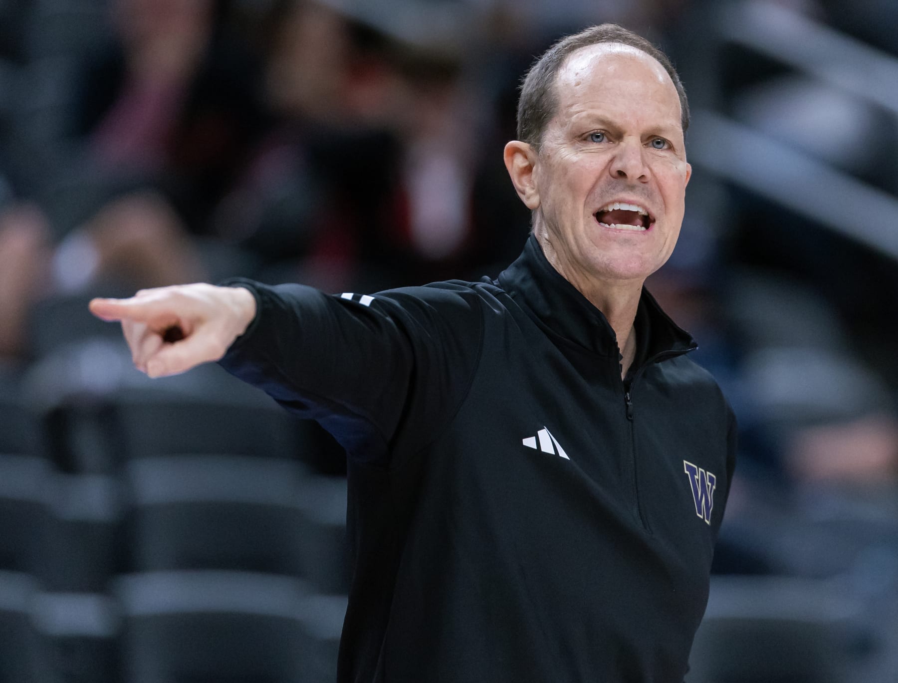 LAS VEGAS, NEVADA - NOVEMBER 19: Head coach Mike Hopkins of the Washington Huskies is seen during the game against the San Diego State Aztecs in the Continental Tire Main Event at T-Mobile Arena on November 19, 2023 in Las Vegas, Nevada. (Photo by Michael Hickey/Getty Images)