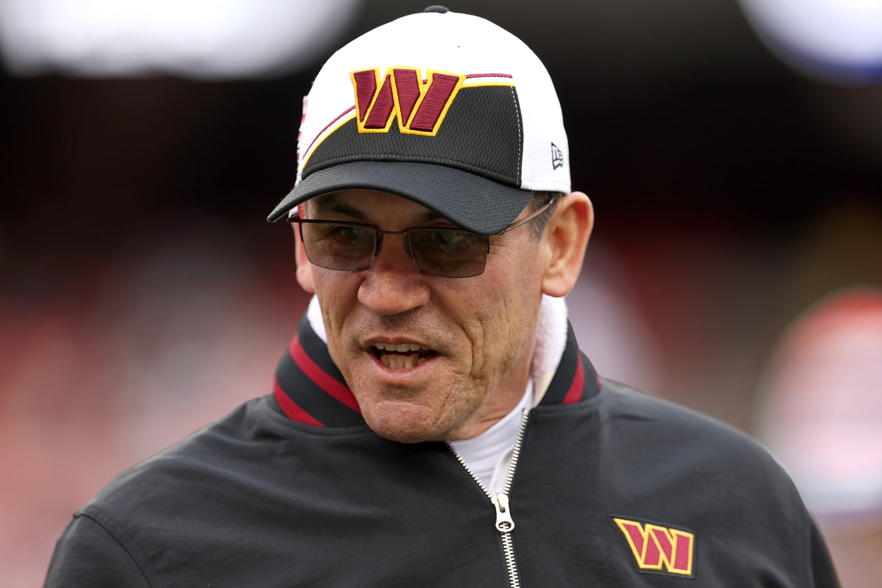 LANDOVER, MARYLAND - JANUARY 07: Washington Commanders head coach Ron Rivera walks the field before the game against the Dallas Cowboys at FedExField on January 07, 2024 in Landover, Maryland. (Photo by Scott Taetsch/Getty Images)