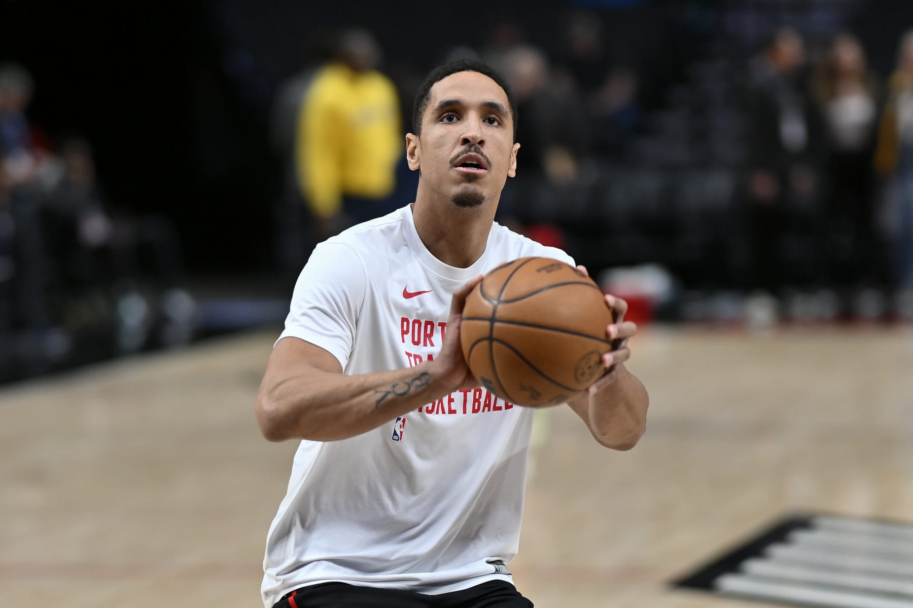 PORTLAND, OREGON - JANUARY 19: Malcolm Brogdon #11 of the Portland Trail Blazers warms up before the game against the Indiana Pacers at Moda Center on January 19, 2024 in Portland, Oregon. NOTE TO USER: User expressly acknowledges and agrees that, by downloading and or using this photograph, User is consenting to the terms and conditions of the Getty Images License Agreement. (Photo by Alika Jenner/Getty Images)