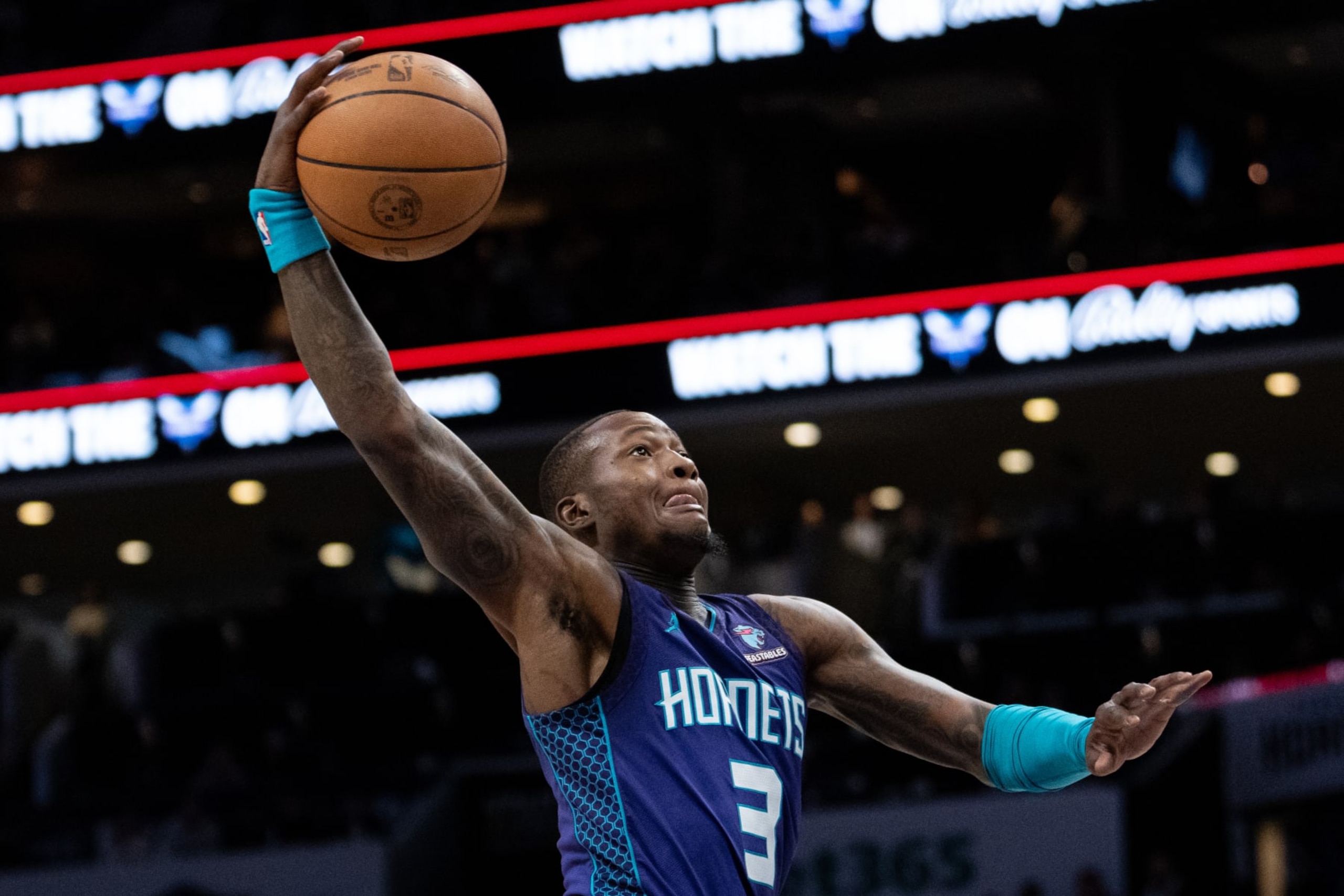 CHARLOTTE, NORTH CAROLINA - JANUARY 20: Terry Rozier #3 of the Charlotte Hornets drives to the basket in the first quarter during their game against the Philadelphia 76ers at Spectrum Center on January 20, 2024 in Charlotte, North Carolina. NOTE TO USER: User expressly acknowledges and agrees that, by downloading and or using this photograph, User is consenting to the terms and conditions of the Getty Images License Agreement. (Photo by Jacob Kupferman/Getty Images) CHARLOTTE, NORTH CAROLINA - JANUARY 20: Terry Rozier #3 of the Charlotte Hornets drives to the basket in the first quarter during their game against the Philadelphia 76ers at Spectrum Center on January 20, 2024 in Charlotte, North Carolina. NOTE TO USER: User expressly acknowledges and agrees that, by downloading and or using this photograph, User is consenting to the terms and conditions of the Getty Images License Agreement. (Photo by Jacob Kupferman/Getty Images)