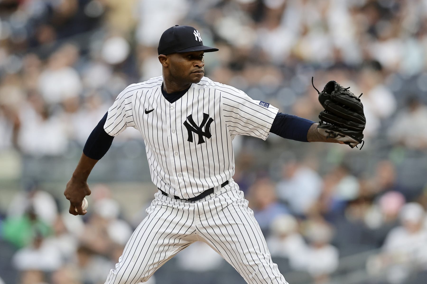 NEW YORK, NEW YORK - JULY 25:  Domingo German #0 of the New York Yankees in action against the New York Mets at Yankee Stadium on July 25, 2023 in Bronx borough of New York City. The Mets defeated the Yankees 9-3. (Photo by Jim McIsaac/Getty Images)