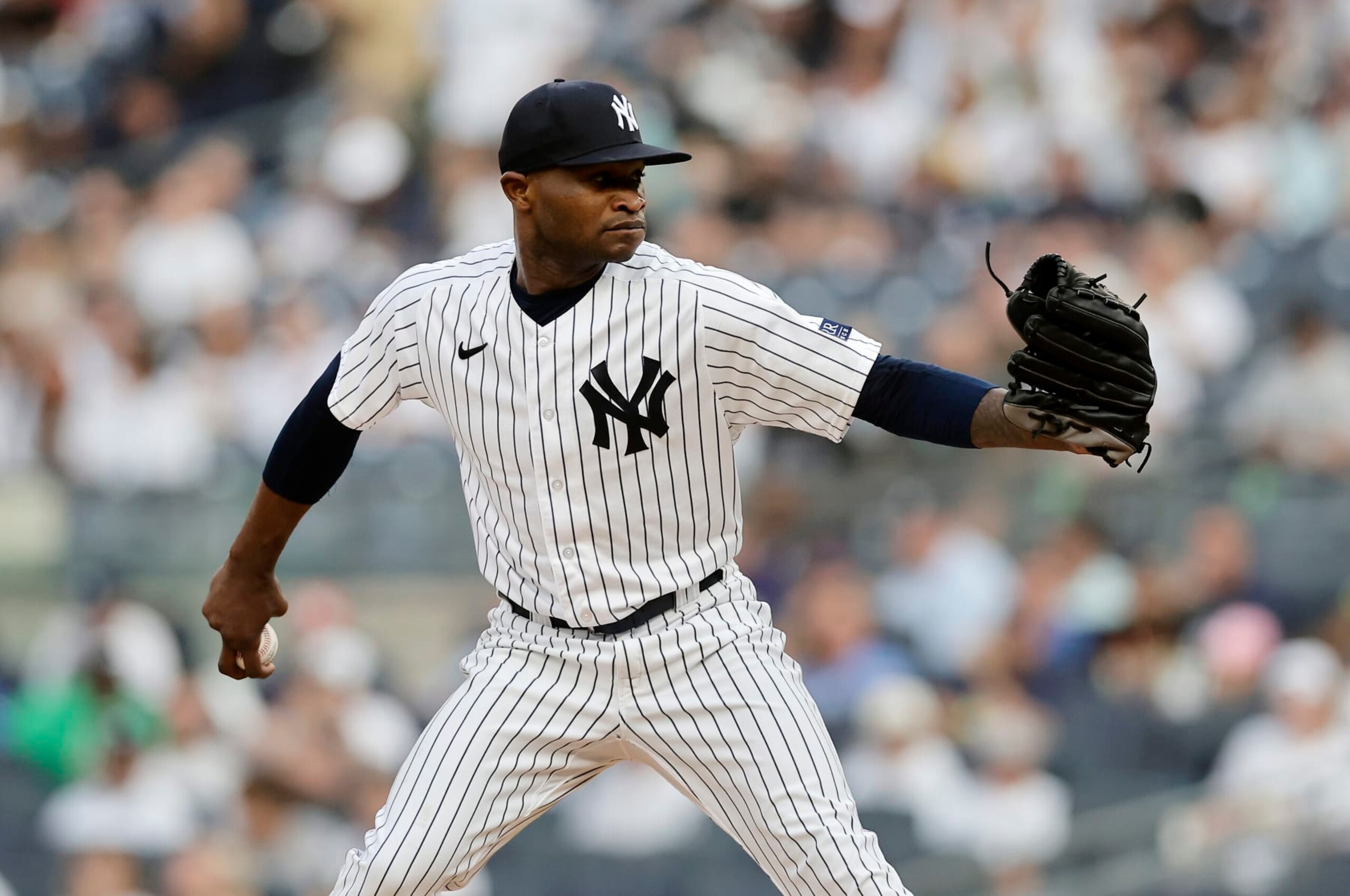 NEW YORK, NEW YORK - JULY 25:  Domingo German #0 of the New York Yankees in action against the New York Mets at Yankee Stadium on July 25, 2023 in Bronx borough of New York City. The Mets defeated the Yankees 9-3. (Photo by Jim McIsaac/Getty Images)