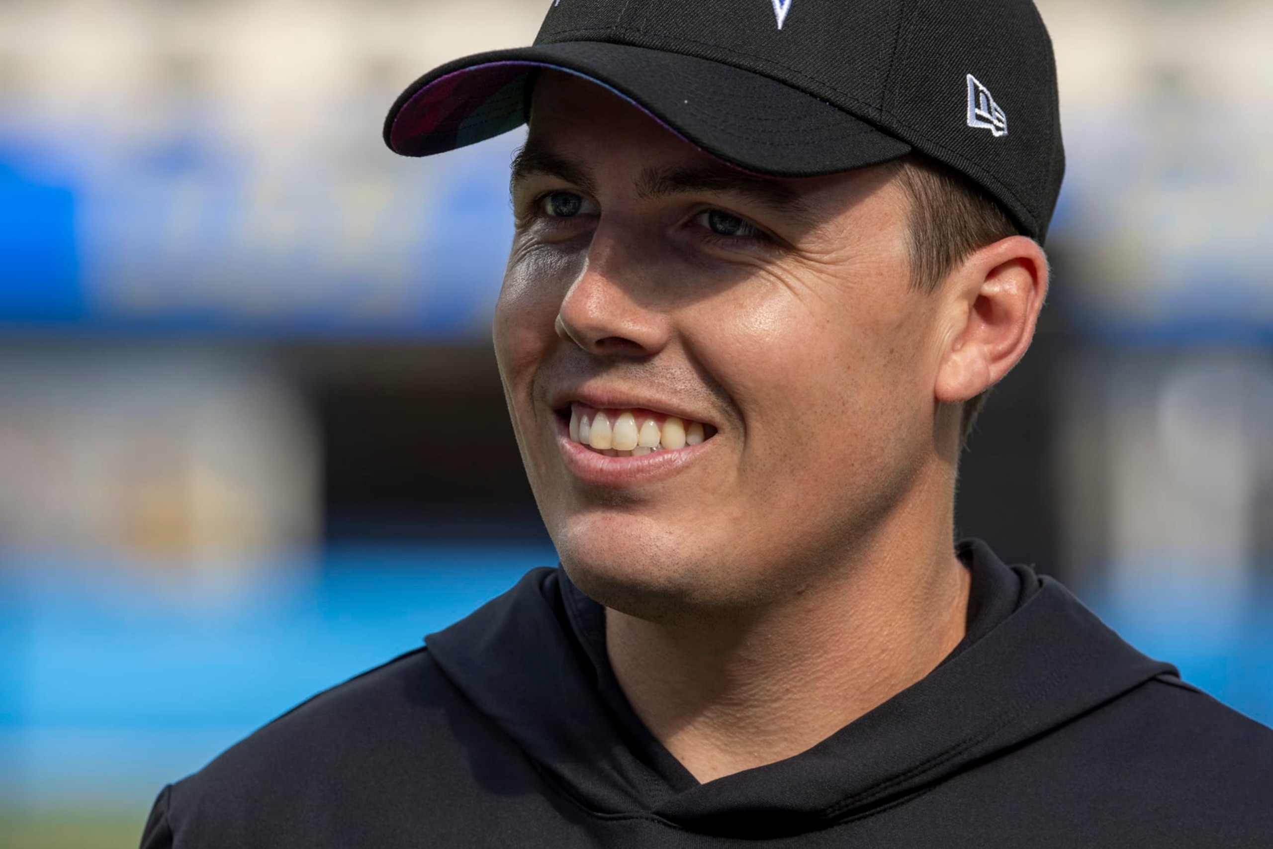 Inglewood, CA, Monday, October 16, 2023 - Chargers offensive coordinator Kellen Moore on the sidelines before a game against his former team, the Dallas Cowboys at SoFi Stadium.  (Robert Gauthier/Los Angeles Times via Getty Images)