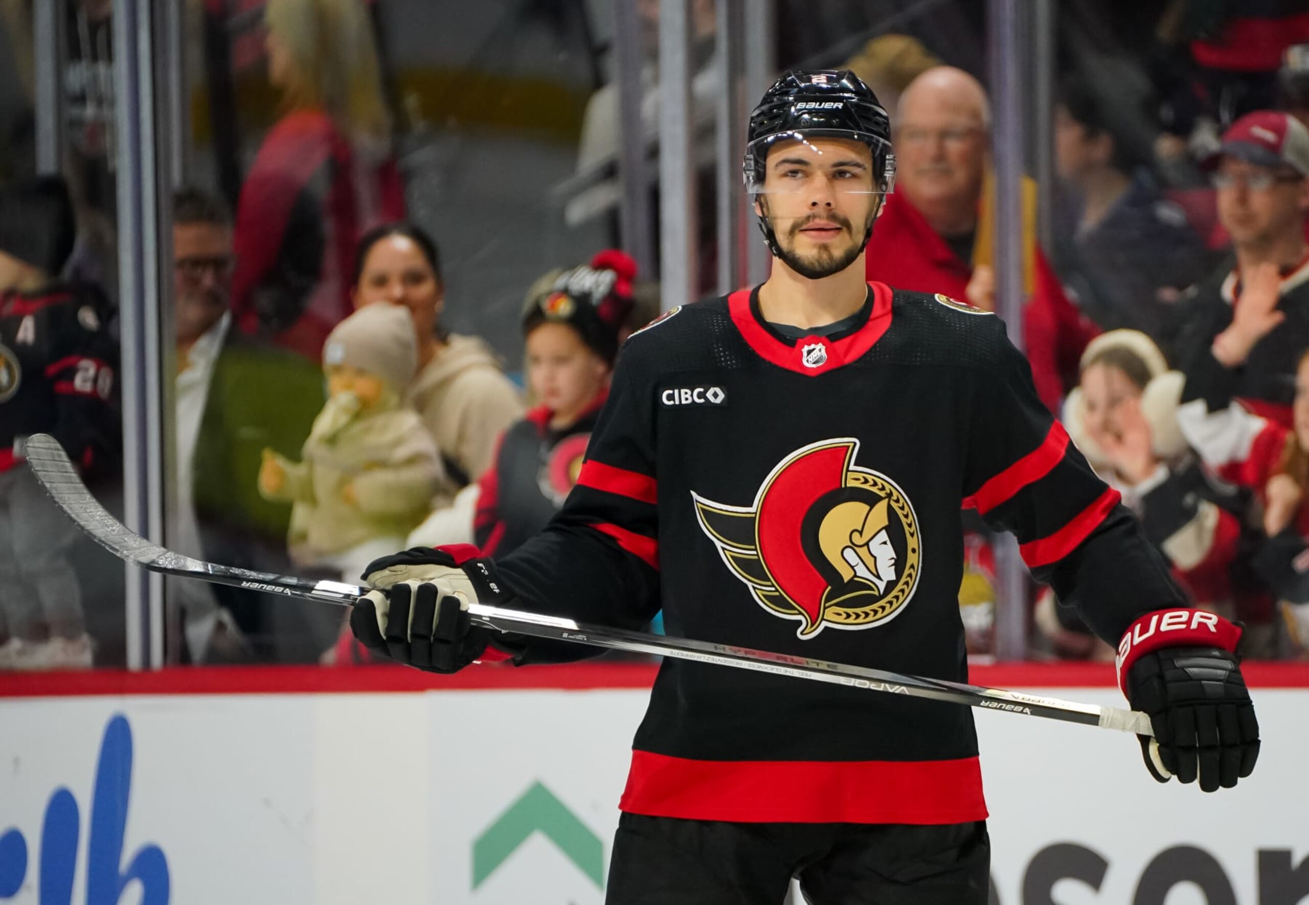 OTTAWA, CANADA - JANUARY 20: Artem Zub #2 of the Ottawa Senators skates against the Winnipeg Jets at Canadian Tire Centre on January 20, 2024 in Ottawa, Ontario, Canada. (Photo by Chris Tanouye/Freestyle Photography/Getty Images)