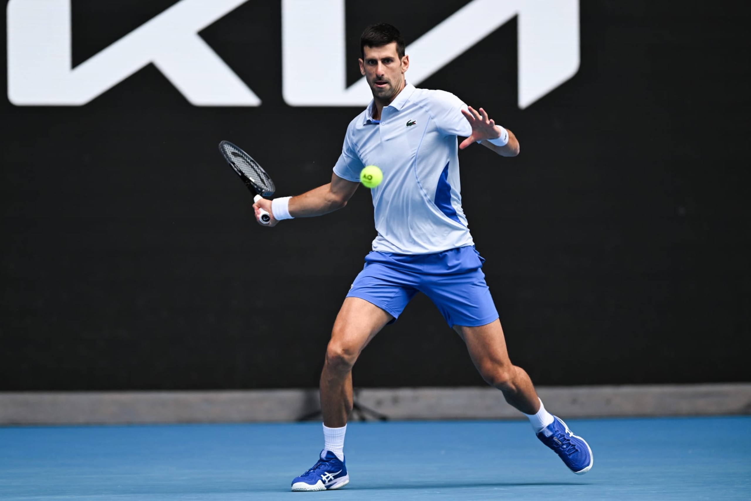 MELBOURNE, AUSTRALIA - JANUARY 26: Novak Djokovic of Serbia in action against Jannik Sinner (not seen) of Italy during Semi-Final match at the Australian Open grand slam tennis tournament at Melbourne Park in Melbourne, Australia on January 26, 2024. (Photo by Stringer/Anadolu via Getty Images) MELBOURNE, AUSTRALIA - JANUARY 26: Novak Djokovic of Serbia in action against Jannik Sinner (not seen) of Italy during Semi-Final match at the Australian Open grand slam tennis tournament at Melbourne Park in Melbourne, Australia on January 26, 2024. (Photo by Stringer/Anadolu via Getty Images)