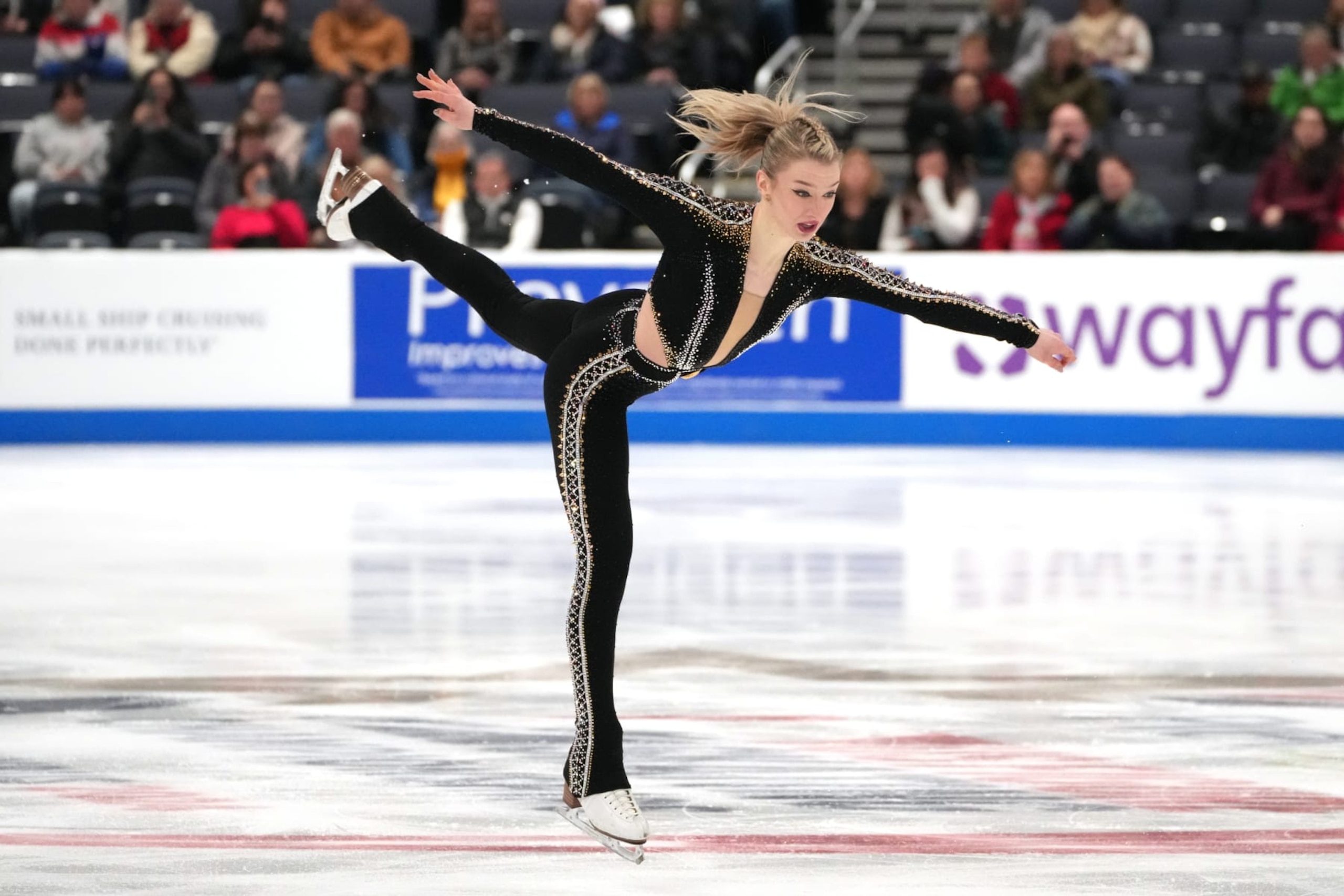 COLUMBUS, OH - JANUARY 25: Amber Glenn skates during the Championship Women's Short Program at the 2024 Prevagen U.S. Figure Skating Championships in Columbus, Ohio on January 25, 2024 (Photo by Jason Mowry/Icon Sportswire via Getty Images)