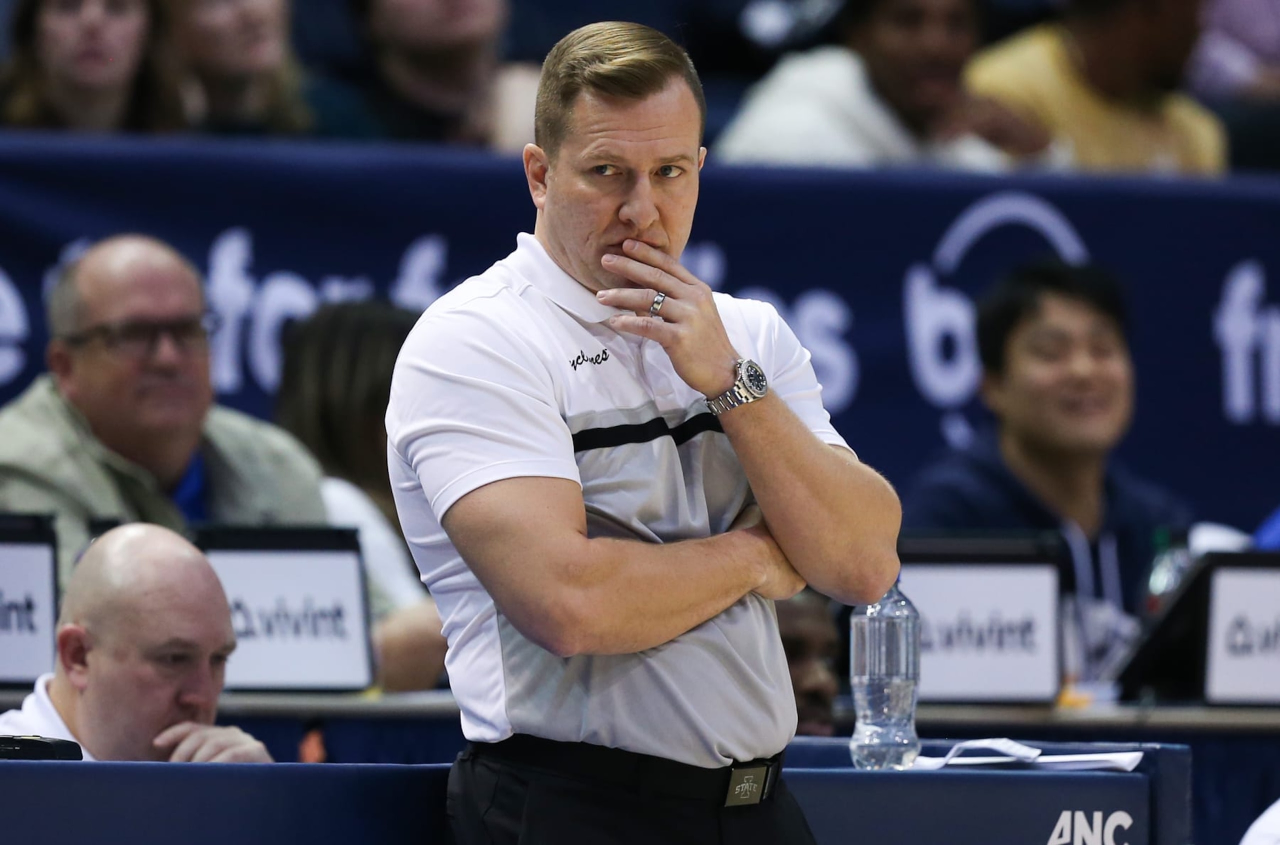 PROVO, UT - JANUARY 16 :  Head coach T.J. Otzelberger  of the Iowa State Cyclones watches play during the final minute of the second half against the Brigham Young Cougars at the Marriott Center on January 16, 2024 in Provo, Utah. (Photo by Chris Gardner/Getty Images)