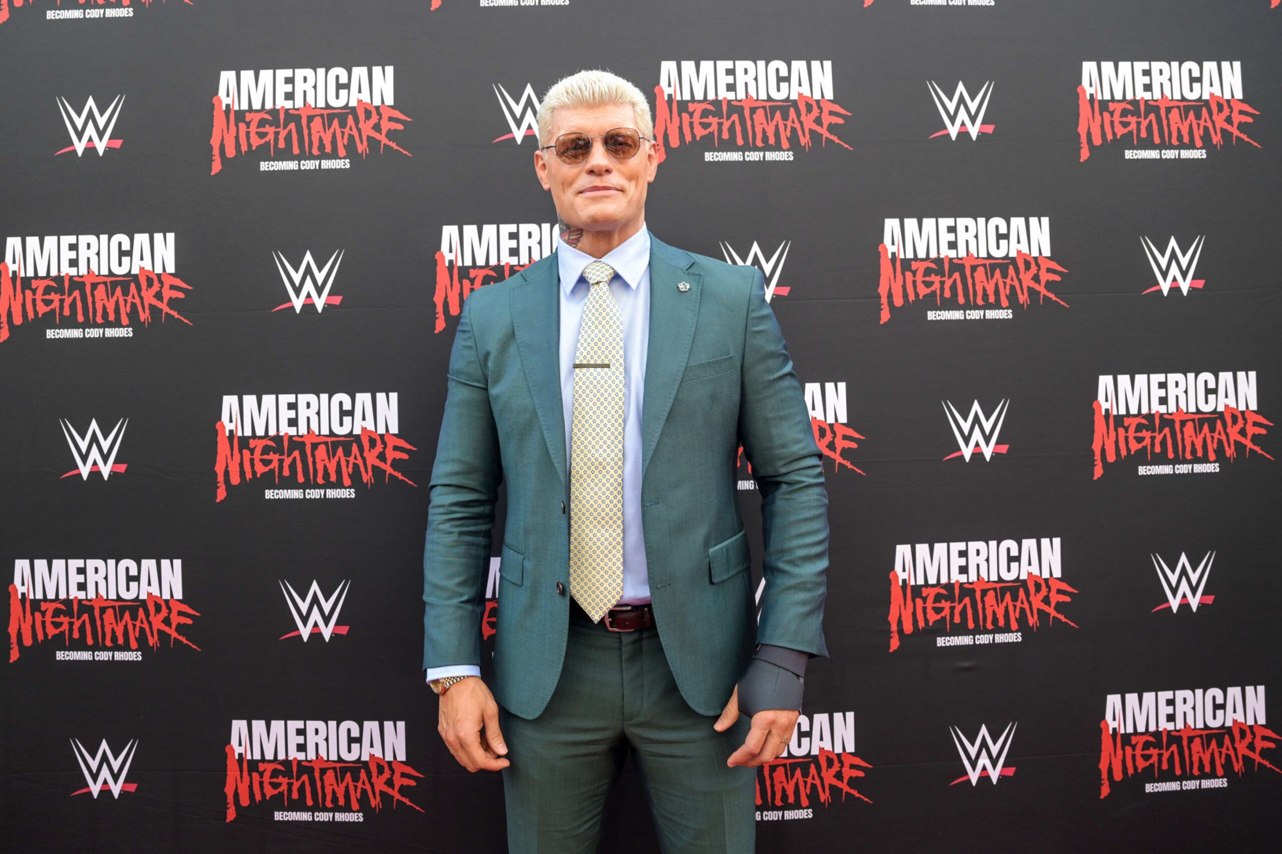 SANDY SPRINGS, GEORGIA - JULY 18: WWE Superstar Cody Rhodes arrives on the red carpet for the premiere of the Peacock original WWE documentary "American Nightmare: Becoming Cody Rhodes" on July 18, 2023 in Sandy Springs, Georgia. (Photo by WWE via Getty Images) SANDY SPRINGS, GEORGIA - JULY 18: WWE Superstar Cody Rhodes arrives on the red carpet for the premiere of the Peacock original WWE documentary "American Nightmare: Becoming Cody Rhodes" on July 18, 2023 in Sandy Springs, Georgia. (Photo by WWE via Getty Images)