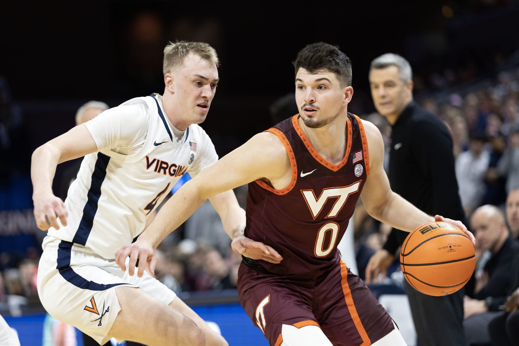 Virginia's Andrew Rohde and Virginia Tech's Hunter Cattoor