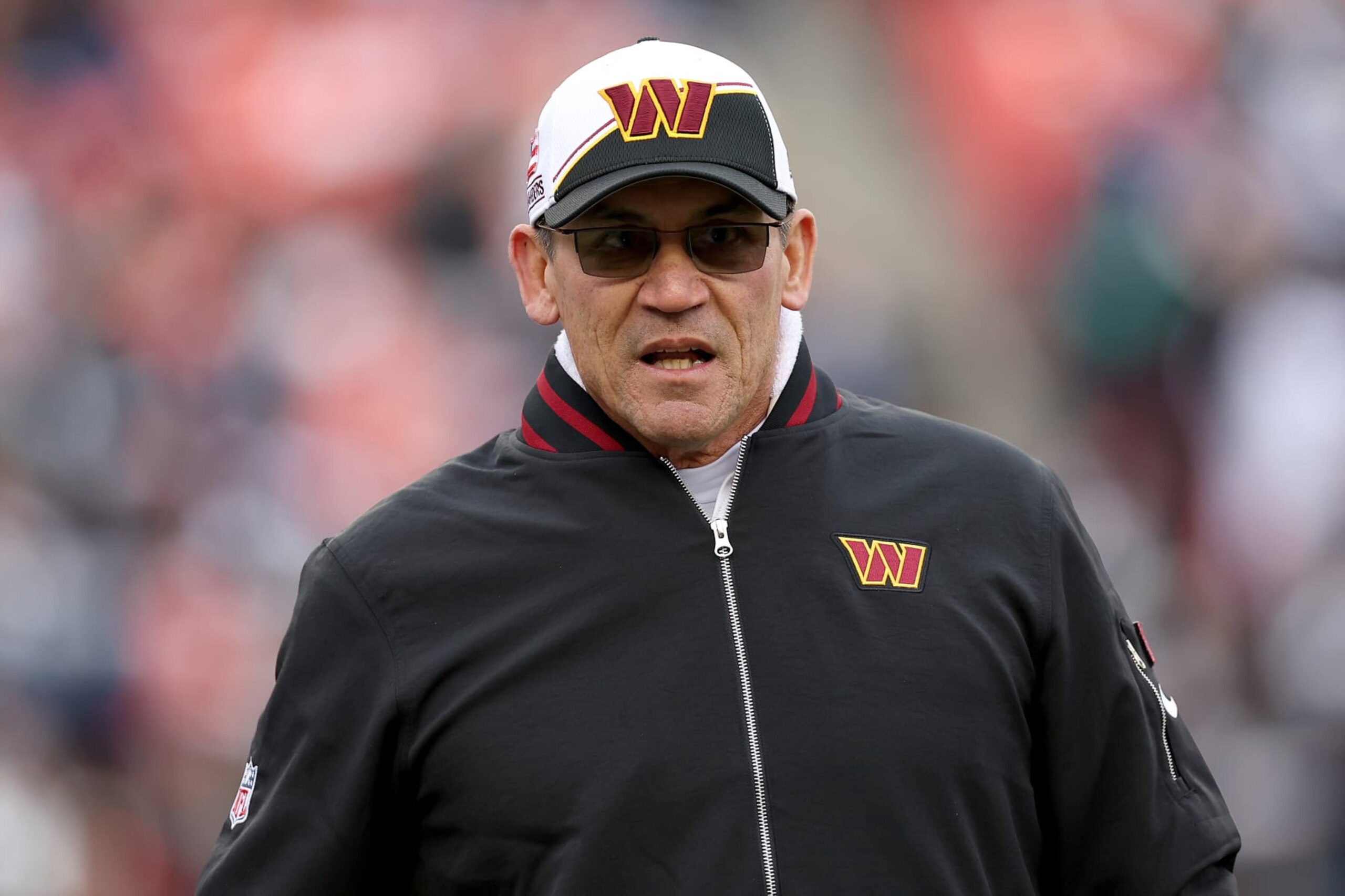 LANDOVER, MARYLAND - JANUARY 07: Washington Commanders head coach Ron Rivera walks the field before the game against the Dallas Cowboys at FedExField on January 07, 2024 in Landover, Maryland. (Photo by Scott Taetsch/Getty Images)