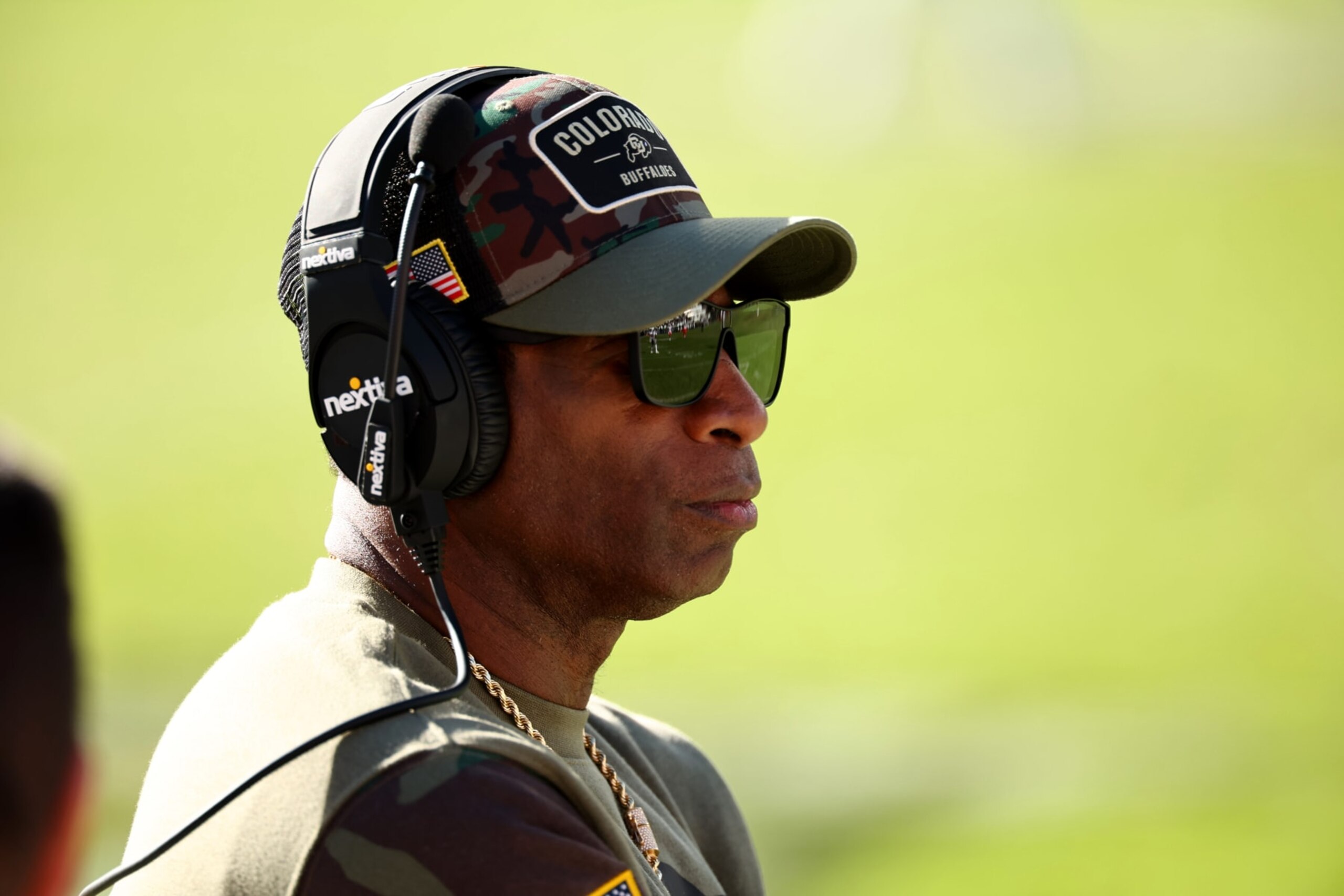 College Football: Colorado head coach Deion Sanders looks on vs Arizona at Folsom Field. 
Boulder, CO 11/11/2023 
CREDIT: Jamie Schwaberow (Photo by Jamie Schwaberow/Sports Illustrated via Getty Images) 
(Set Number: X164461)