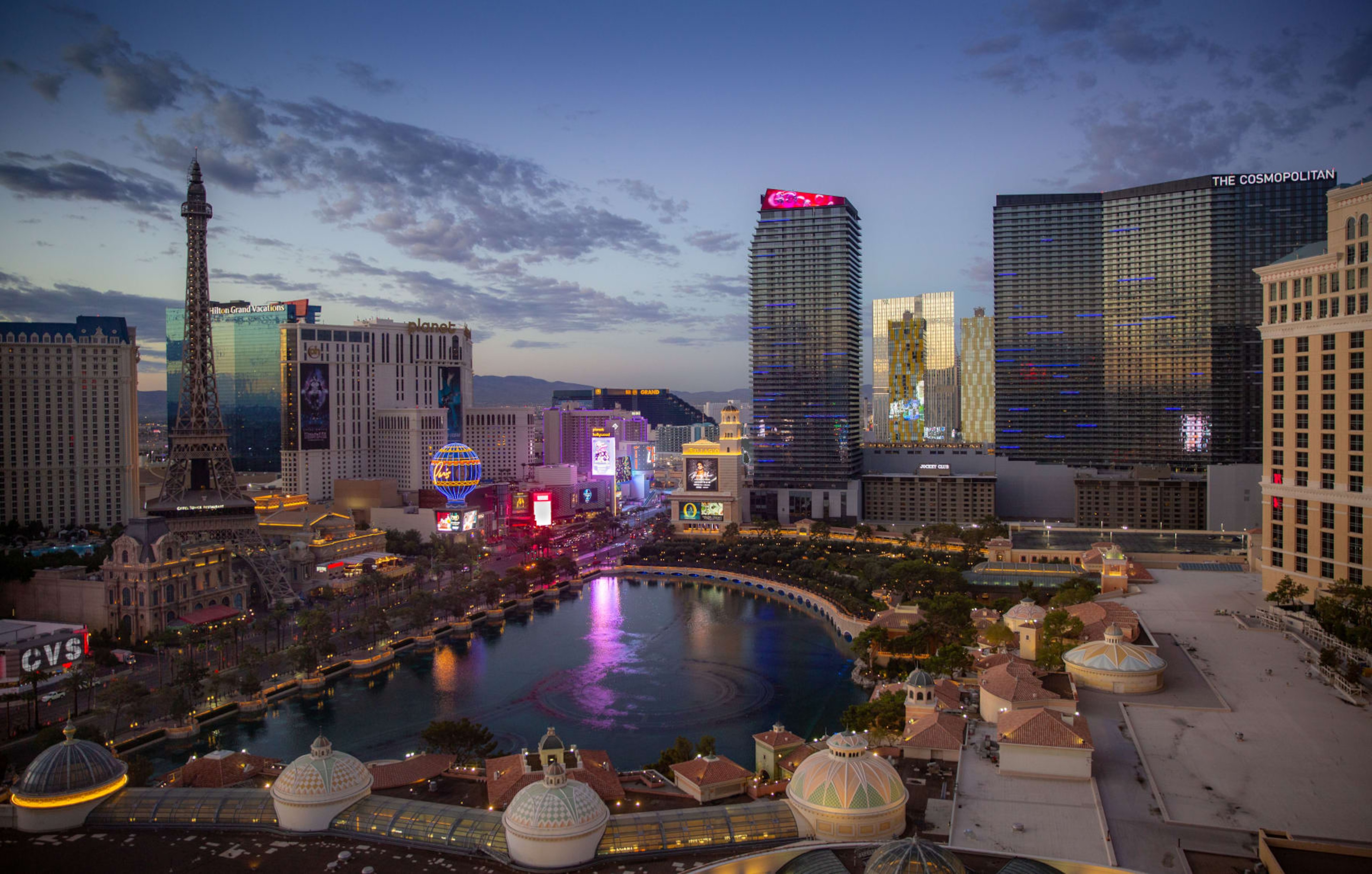 LAS VEGAS, NV - AUGUST 13: The Bellagio Hotel & Casino's water fountain lake is viewed from Caesars Palace Hotel & Casino on August 13, 2023 in Las Vegas, Nevada. Tourism in America's Sin City has rebounded from Covid-19 with record numbers of visitors filling the hotels, restaurants, and casinos. (Photo by George Rose/Getty Images) LAS VEGAS, NV - AUGUST 13: The Bellagio Hotel & Casino's water fountain lake is viewed from Caesars Palace Hotel & Casino on August 13, 2023 in Las Vegas, Nevada. Tourism in America's Sin City has rebounded from Covid-19 with record numbers of visitors filling the hotels, restaurants, and casinos. (Photo by George Rose/Getty Images)