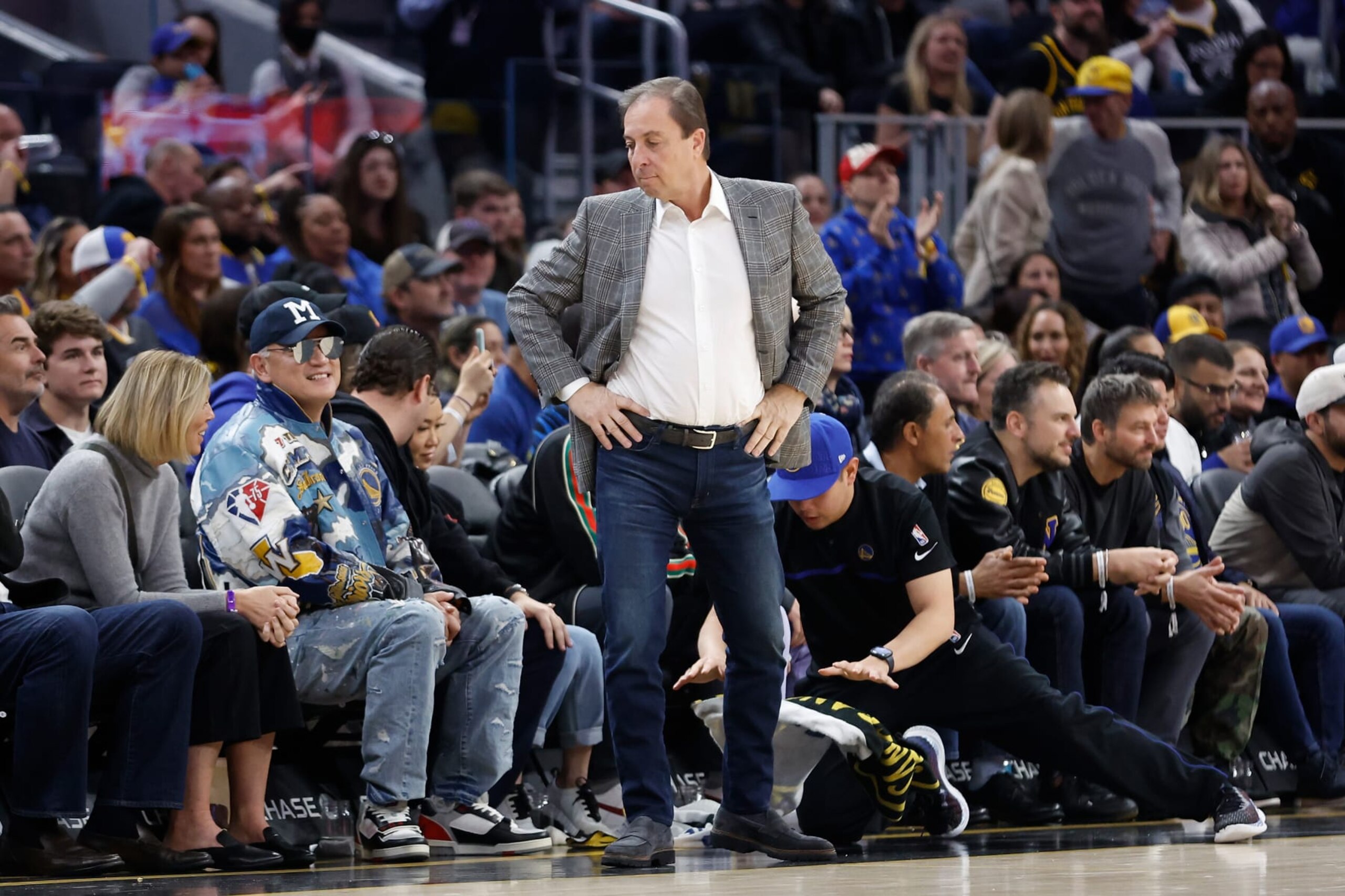 SAN FRANCISCO, CALIFORNIA - JANUARY 07: Golden State Warriors owner Joe Lacob looks on during the game between the Golden State Warriors and the Toronto Raptors at Chase Center on January 07, 2024 in San Francisco, California. NOTE TO USER: User expressly acknowledges and agrees that, by downloading and or using this photograph, User is consenting to the terms and conditions of the Getty Images License Agreement. (Photo by Lachlan Cunningham/Getty Images) SAN FRANCISCO, CALIFORNIA - JANUARY 07: Golden State Warriors owner Joe Lacob looks on during the game between the Golden State Warriors and the Toronto Raptors at Chase Center on January 07, 2024 in San Francisco, California. NOTE TO USER: User expressly acknowledges and agrees that, by downloading and or using this photograph, User is consenting to the terms and conditions of the Getty Images License Agreement. (Photo by Lachlan Cunningham/Getty Images)