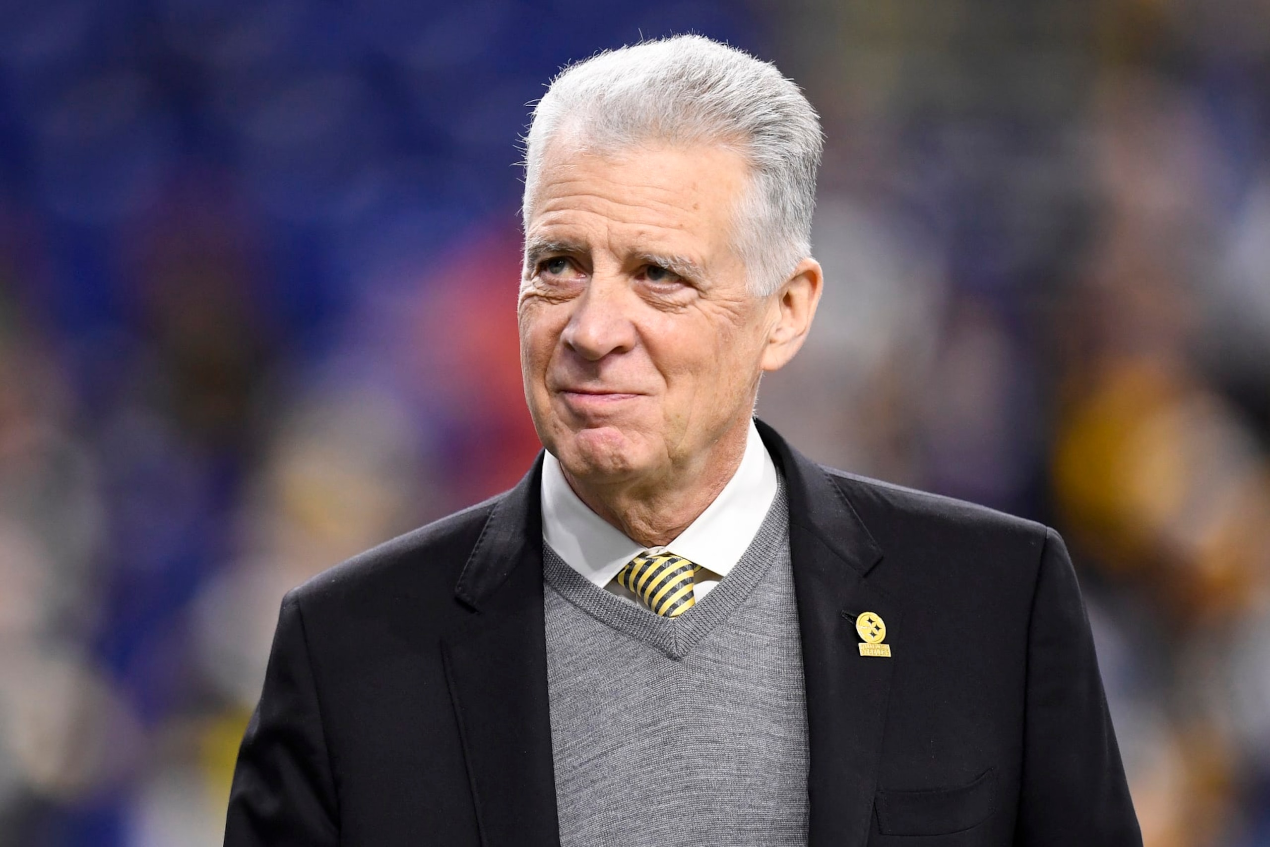 INDIANAPOLIS, IN - DECEMBER 16: Pittsburgh Steelers owner Art Rooney II looks on before the NFL game between the Pittsburgh Steelers and the Indianapolis Colts on December 16, 2023, at Lucas Oil Stadium in Indianapolis, Indiana. (Photo by Michael Allio/Icon Sportswire via Getty Images)