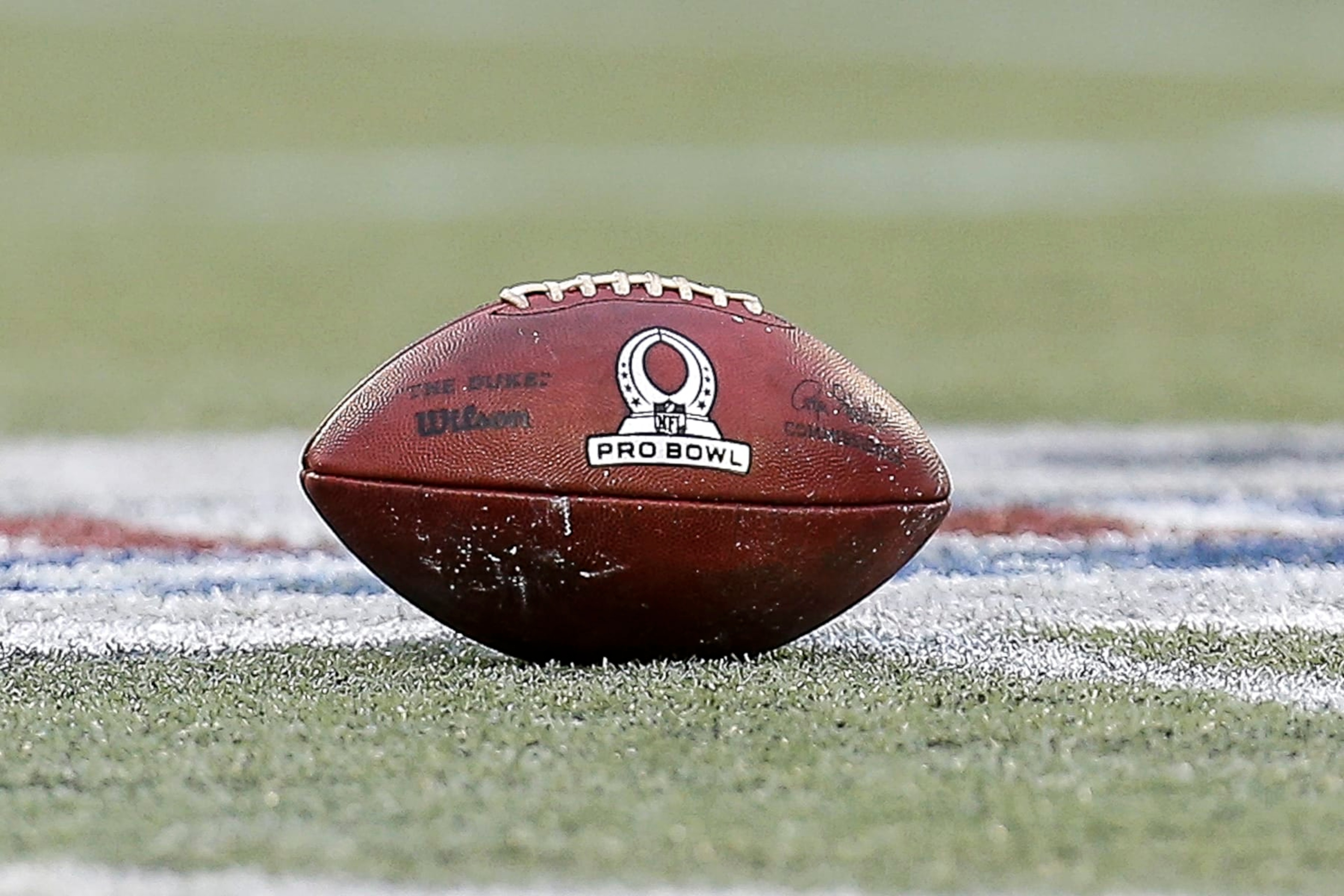 ORLANDO, FL - JANUARY 28: A general view of the "Duke" Wilson Official NFL football at mid-field with the Pro Bowl Logo on it during the game at Camping World Stadium on January 28, 2018 in Orlando, Florida. The AFC defeated the NFC 24 to 23. (Photo by Don Juan Moore/Getty Images) ORLANDO, FL - JANUARY 28: A general view of the "Duke" Wilson Official NFL football at mid-field with the Pro Bowl Logo on it during the game at Camping World Stadium on January 28, 2018 in Orlando, Florida. The AFC defeated the NFC 24 to 23. (Photo by Don Juan Moore/Getty Images)