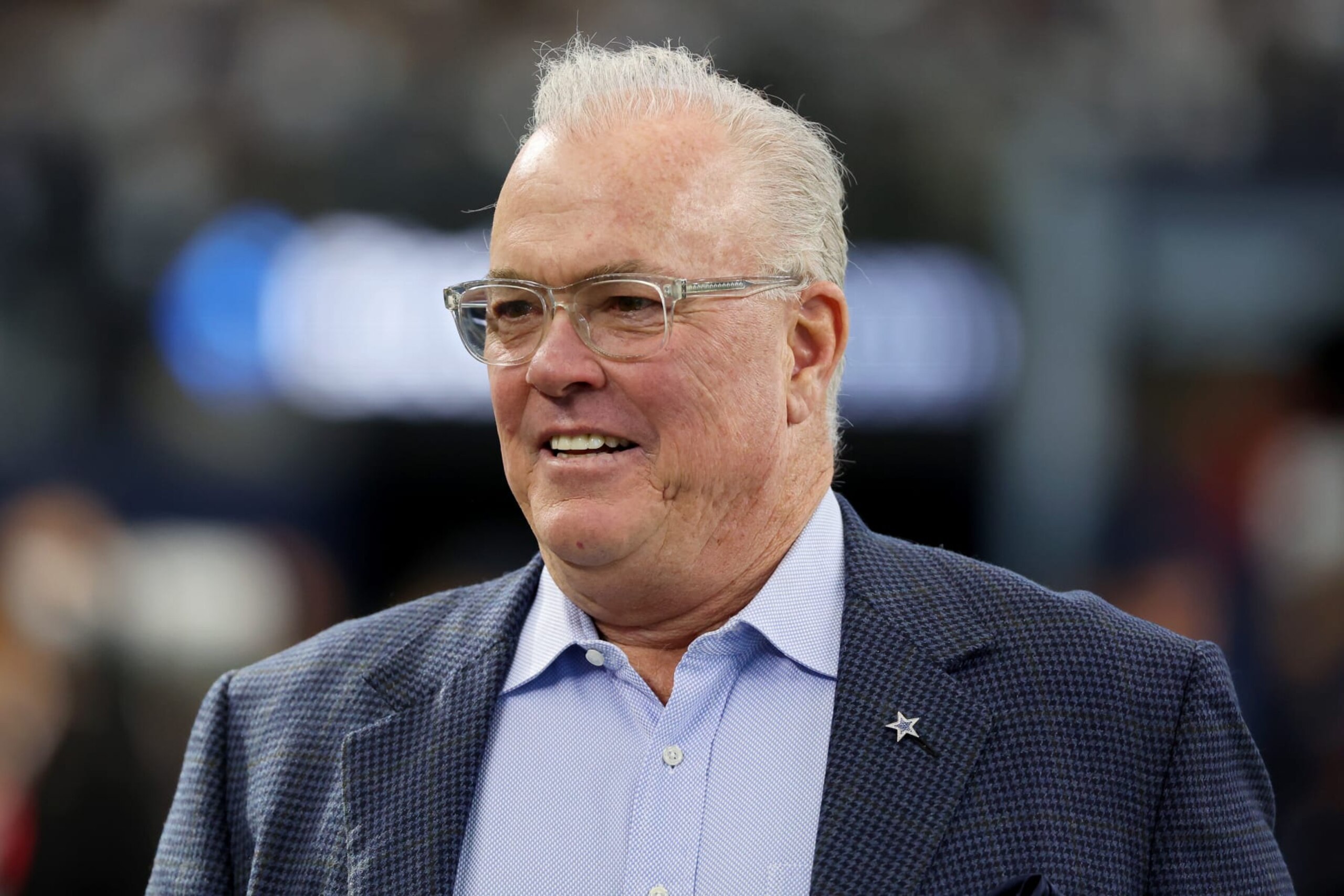 ARLINGTON, TEXAS - DECEMBER 24: Stephen Jones of the Dallas Cowboys on the field prior to the game against the Philadelphia Eagles at AT&T Stadium on December 24, 2022 in Arlington, Texas. (Photo by Richard Rodriguez/Getty Images)