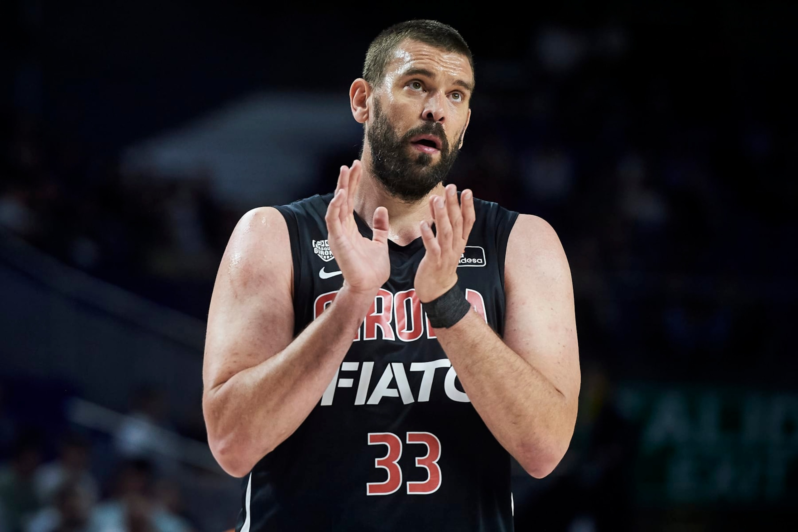 MADRID, SPAIN - APRIL 19: #33 Marc Gasol of Basquet Girona during ACB League match between Real Madrid and Basquet Girona at WiZink Center on April 19, 2023 in Madrid, Spain. (Photo by Borja B. Hojas/Getty Images)