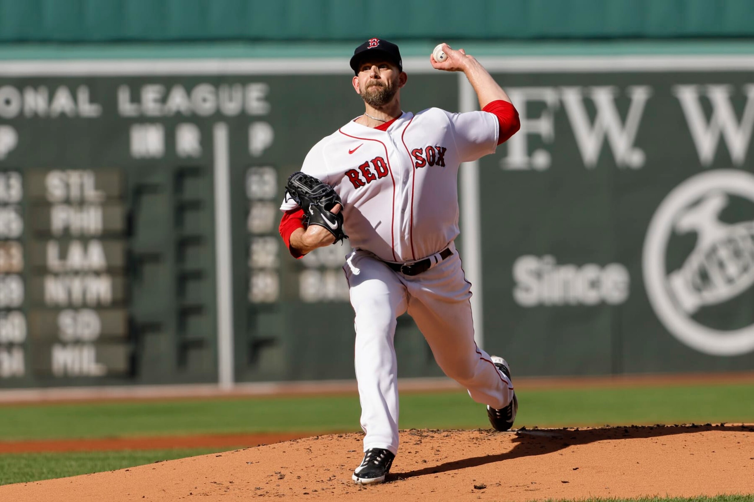 BOSTON, MA - AUGUST 26: James Paxton #65 of the Boston Red Sox pitches against the Los Angeles Dodgers during the first inning at Fenway Park on August 26, 2023 in Boston, Massachusetts. (Photo By Winslow Townson/Getty Images)