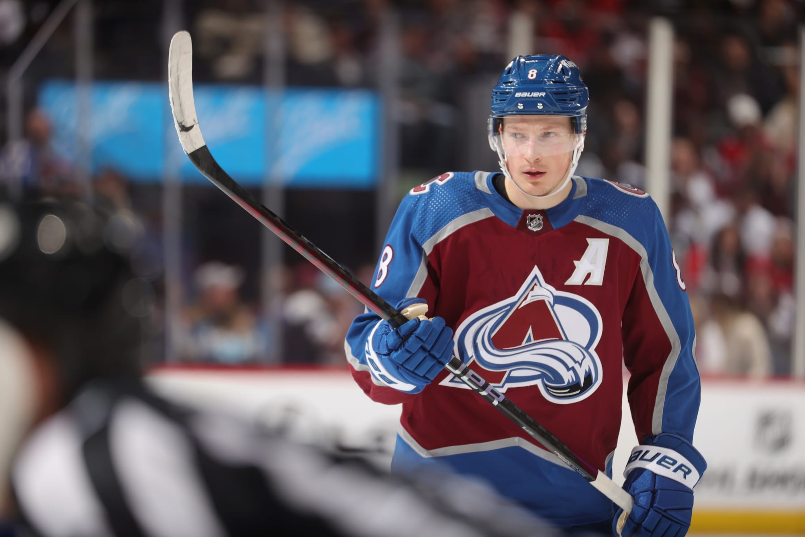 DENVER, COLORADO - JANUARY 24: Cale Makar #8 of the Colorado Avalanche skates against the Washington Capitals at Ball Arena on January 24, 2024 in Denver, Colorado. (Photo by Michael Martin/NHLI via Getty Images)