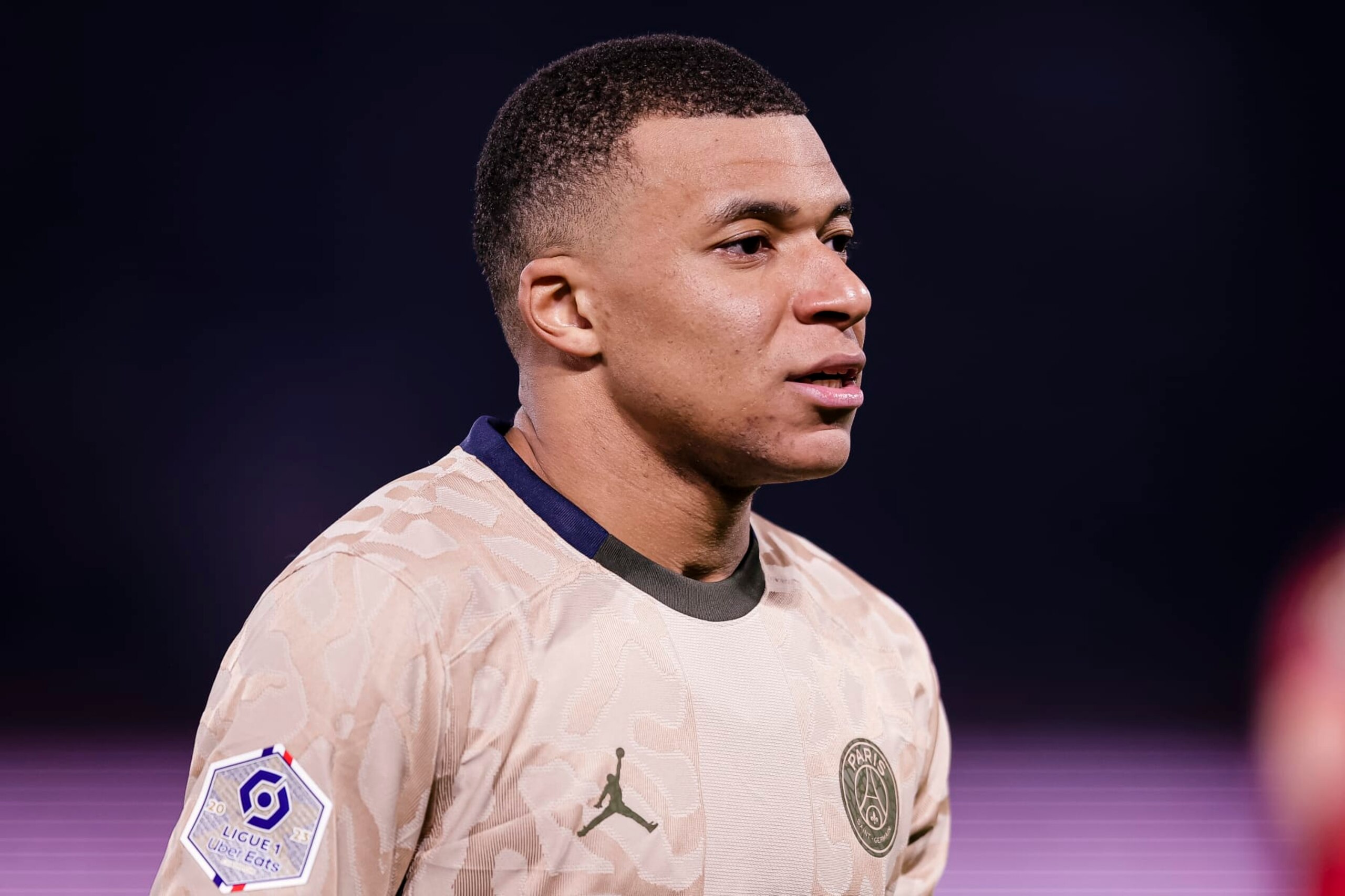 PARIS, FRANCE - JANUARY 28: Kylian Mbappe of Paris Saint Germain walks in the field during the Ligue 1 Uber Eats match between Paris Saint-Germain and Stade Brestois 29 at Parc des Princes on January 28, 2024 in Paris, France. (Photo by Antonio Borga/Eurasia Sport Images/Getty Images)