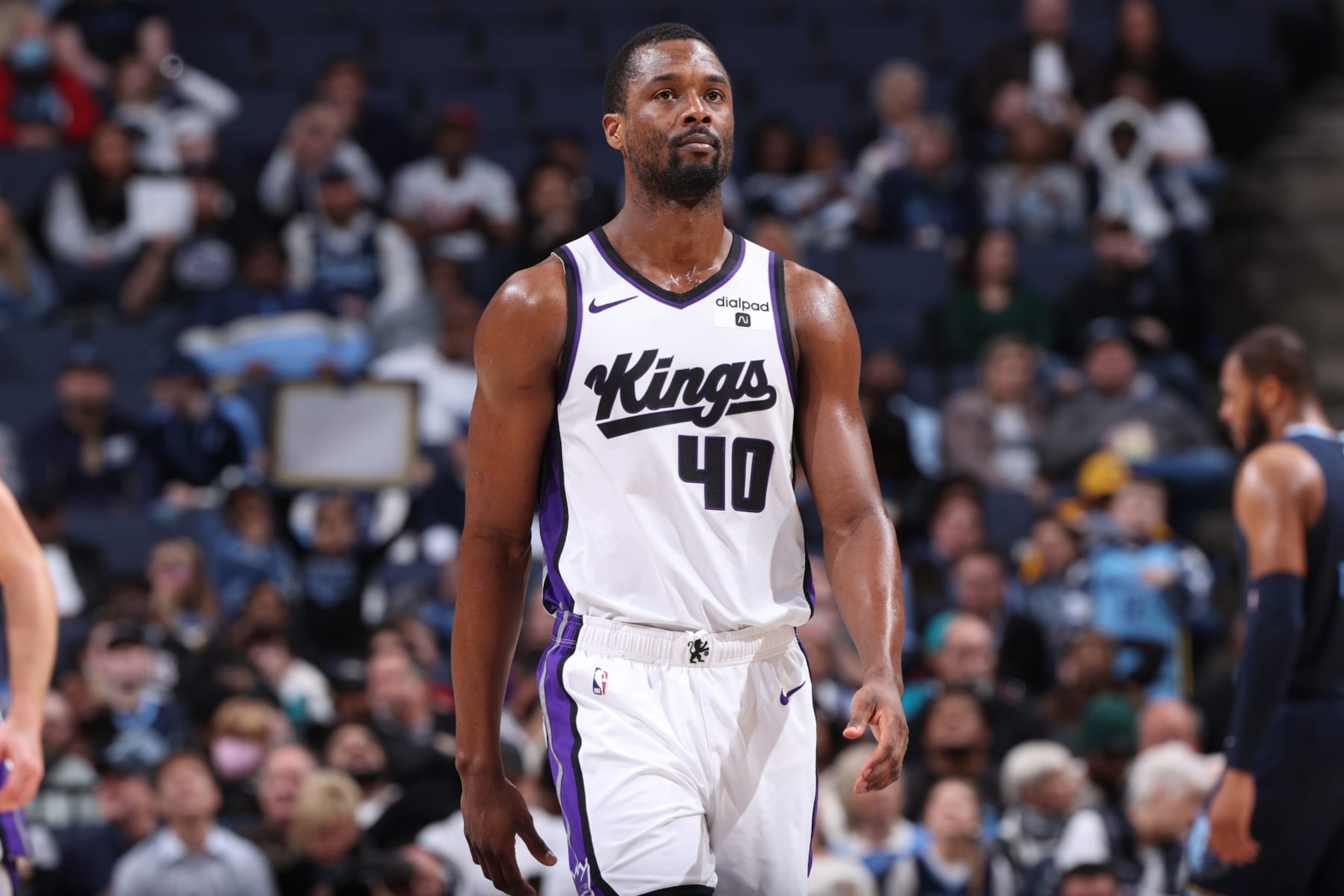 MEMPHIS, TN - JANUARY 29: Harrison Barnes #40 of the Sacramento Kings looks on during the game against the Memphis Grizzlies on January 29, 2024 at FedExForum in Memphis, Tennessee. NOTE TO USER: User expressly acknowledges and agrees that, by downloading and or using this photograph, User is consenting to the terms and conditions of the Getty Images License Agreement. Mandatory Copyright Notice: Copyright 2024 NBAE (Photo by Joe Murphy/NBAE via Getty Images) MEMPHIS, TN - JANUARY 29: Harrison Barnes #40 of the Sacramento Kings looks on during the game against the Memphis Grizzlies on January 29, 2024 at FedExForum in Memphis, Tennessee. NOTE TO USER: User expressly acknowledges and agrees that, by downloading and or using this photograph, User is consenting to the terms and conditions of the Getty Images License Agreement. Mandatory Copyright Notice: Copyright 2024 NBAE (Photo by Joe Murphy/NBAE via Getty Images)
