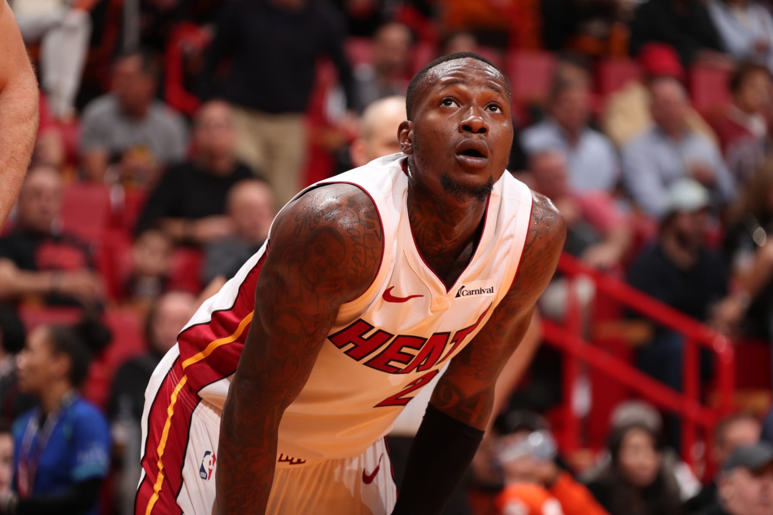 MIAMI, FL - JANUARY 31: Terry Rozier #2 of the Miami Heat looks on during the game against the Sacramento Kings on January 31, 2024 at Kaseya Center in Miami, Florida. NOTE TO USER: User expressly acknowledges and agrees that, by downloading and or using this Photograph, user is consenting to the terms and conditions of the Getty Images License Agreement. Mandatory Copyright Notice: Copyright 2024 NBAE (Photo by Issac Baldizon/NBAE via Getty Images)