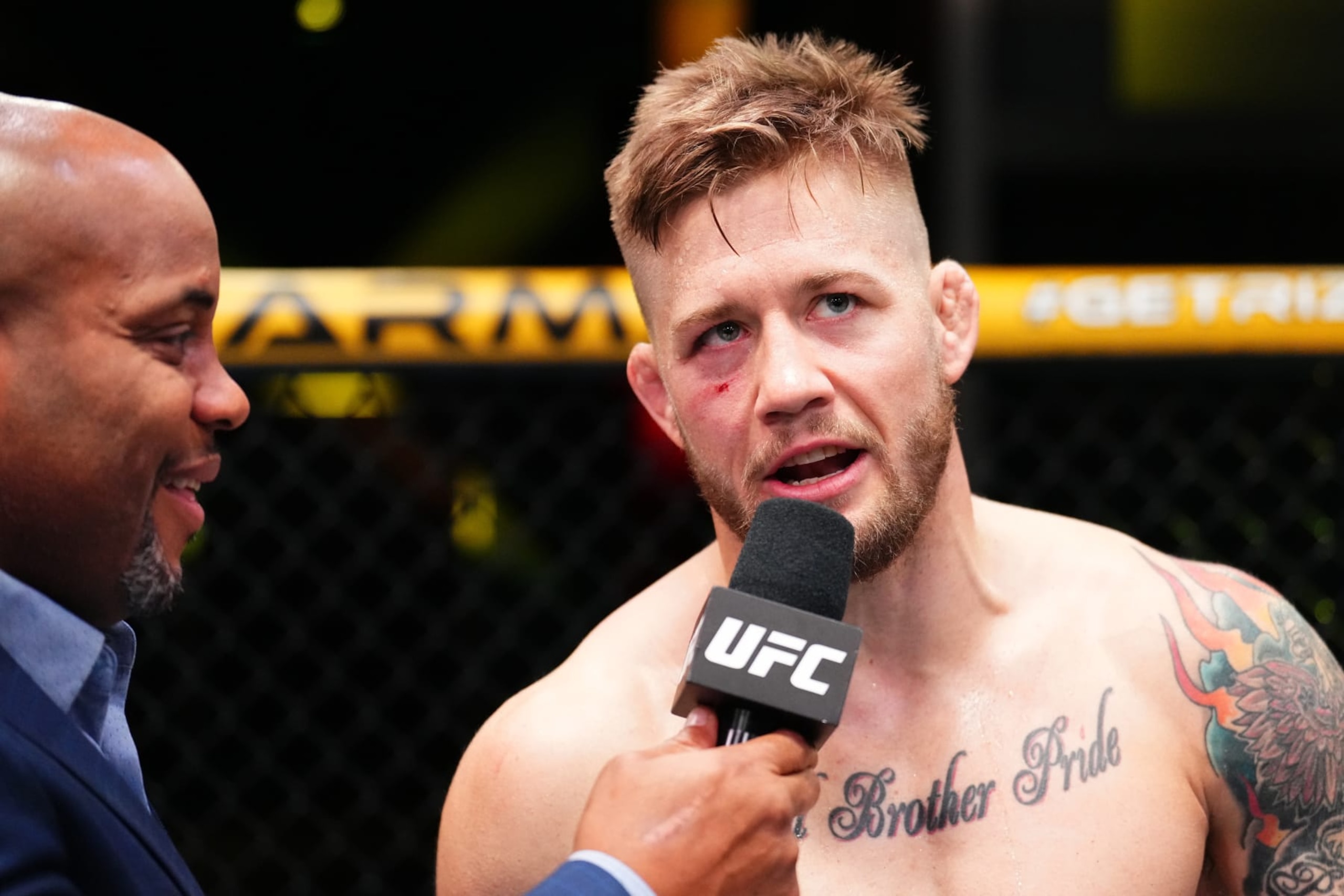 LAS VEGAS, NEVADA - FEBRUARY 03: Charles Radtke reacts after his knockout victory against Gilbert Urbina in a welterweight fight during the UFC Fight Night event at UFC APEX on February 03, 2024 in Las Vegas, Nevada. (Photo by Chris Unger/Zuffa LLC via Getty Images) LAS VEGAS, NEVADA - FEBRUARY 03: Charles Radtke reacts after his knockout victory against Gilbert Urbina in a welterweight fight during the UFC Fight Night event at UFC APEX on February 03, 2024 in Las Vegas, Nevada. (Photo by Chris Unger/Zuffa LLC via Getty Images)