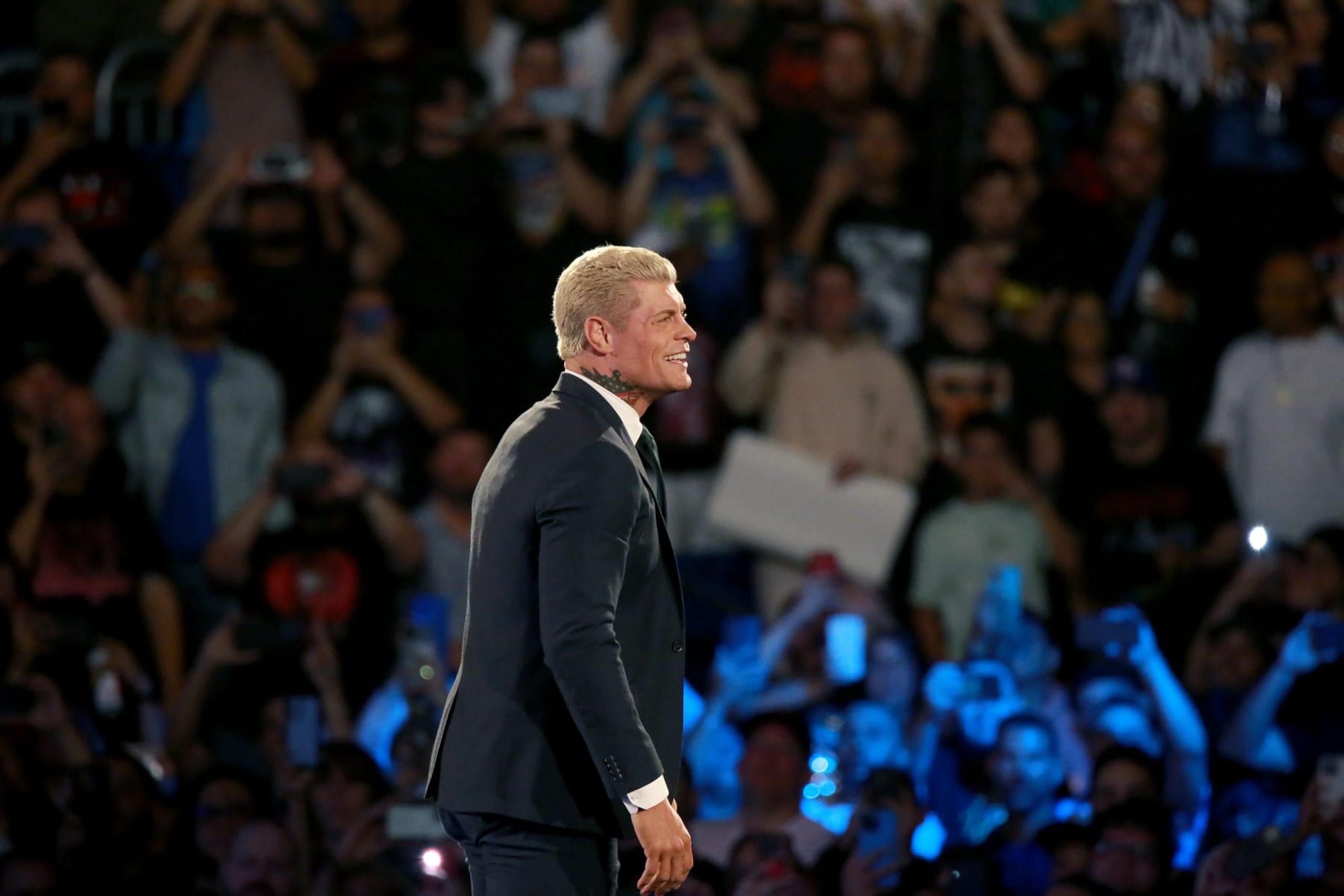 SAN JUAN, PUERTO RICO - MAY 05: Cody Rhodes enters the ring during the WWE SmackDown at Coliseo de Puerto Rico José Miguel Agrelot on May 05, 2023 in San Juan, Puerto Rico. (Photo by Gladys Vega/Getty Images)