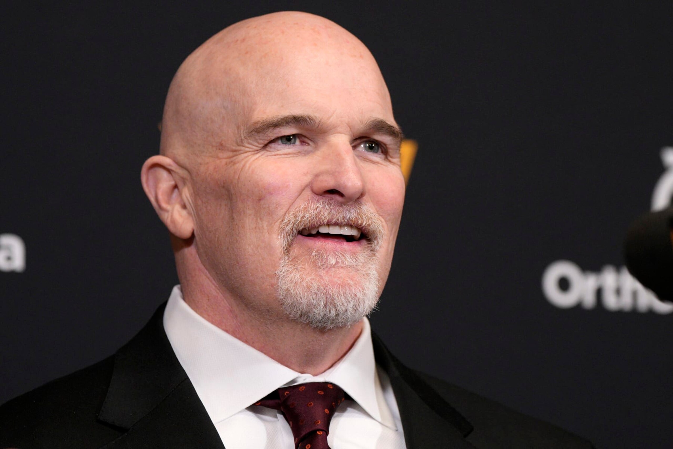ASHBURN, VIRGINIA - FEBRUARY 05: Head coach Dan Quinn of the Washington Commanders speaks during an introductory press conference at OrthoVirginia Training Center at Commanders Park on February 05, 2024 in Ashburn, Virginia. (Photo by Jess Rapfogel/Getty Images)