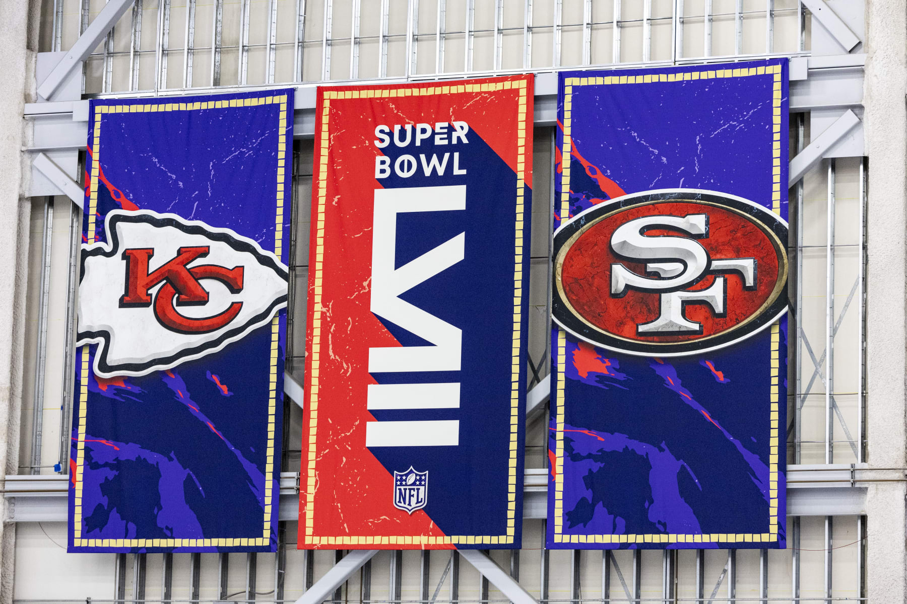 LAS VEGAS, NEVADA - FEBRUARY 04: Super Bowl LVIII signs hang at Harry Reid International Airport on February 4, 2024 in Las Vegas, Nevada. Super Bowl LVIII will be played between the Chiefs and the San Francisco 49ers on February 11th at Allegiant Stadium in Las Vegas, Nevada. (Photo by Lauren Leigh Bacho/Getty Images)